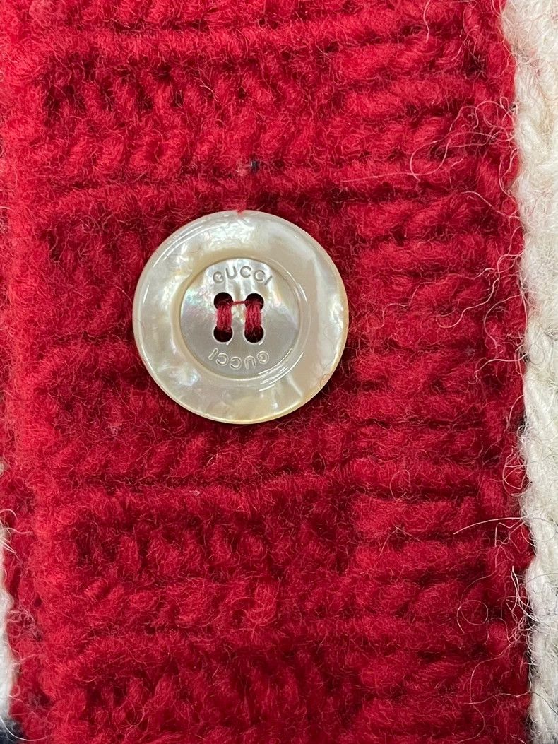 Gucci Gucci Red White Black Wool Cardigan Size US M / EU 48-50 / 2 - 2 Thumbnail