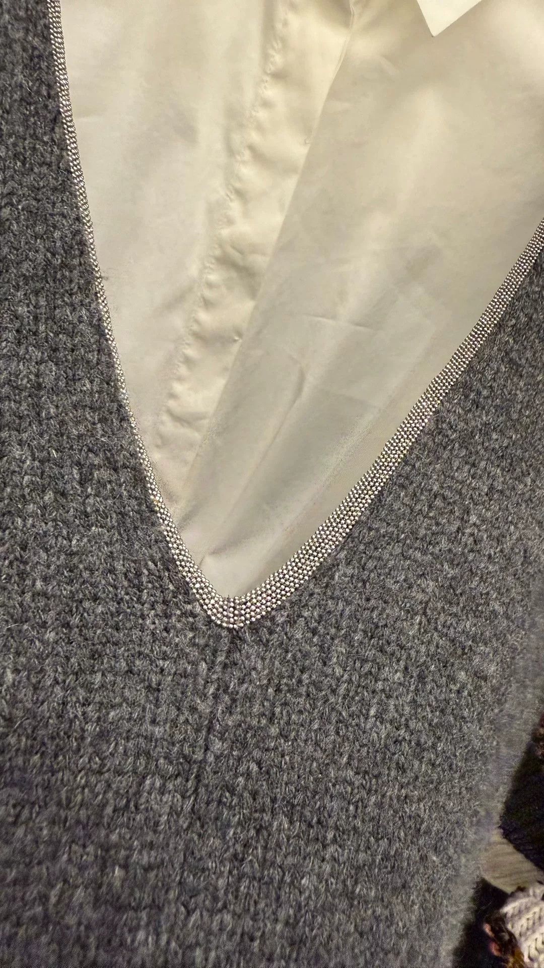Brunello Cucinelli Brunello Cucinelli Gray Beaded Cashmere Sweater Size US M / EU 48-50 / 2 - 4 Thumbnail