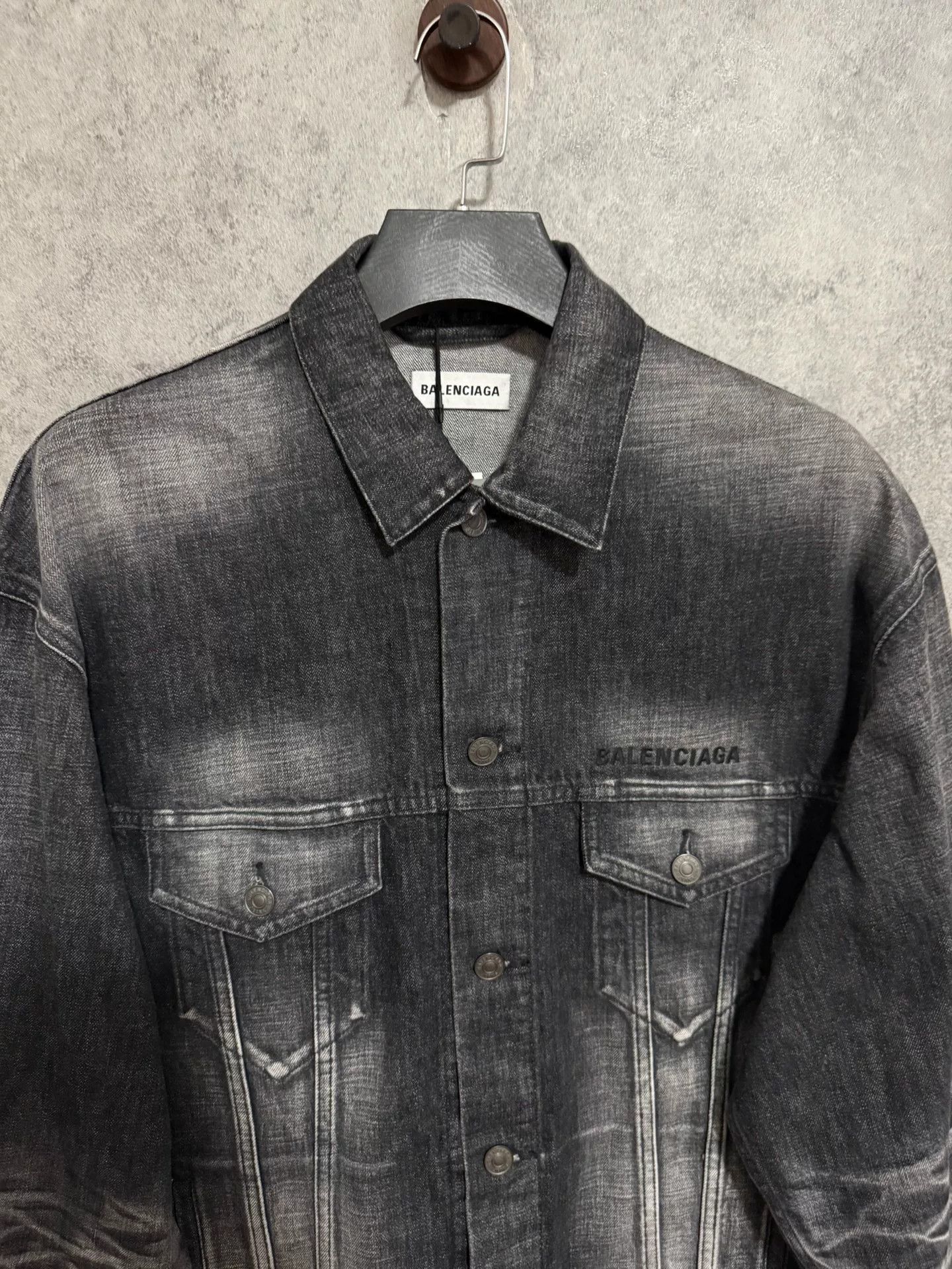 Balenciaga Balenciaga Ash Black Tie-Dye Denim Jacket Size US S / EU 44-46 / 1 - 2 Thumbnail
