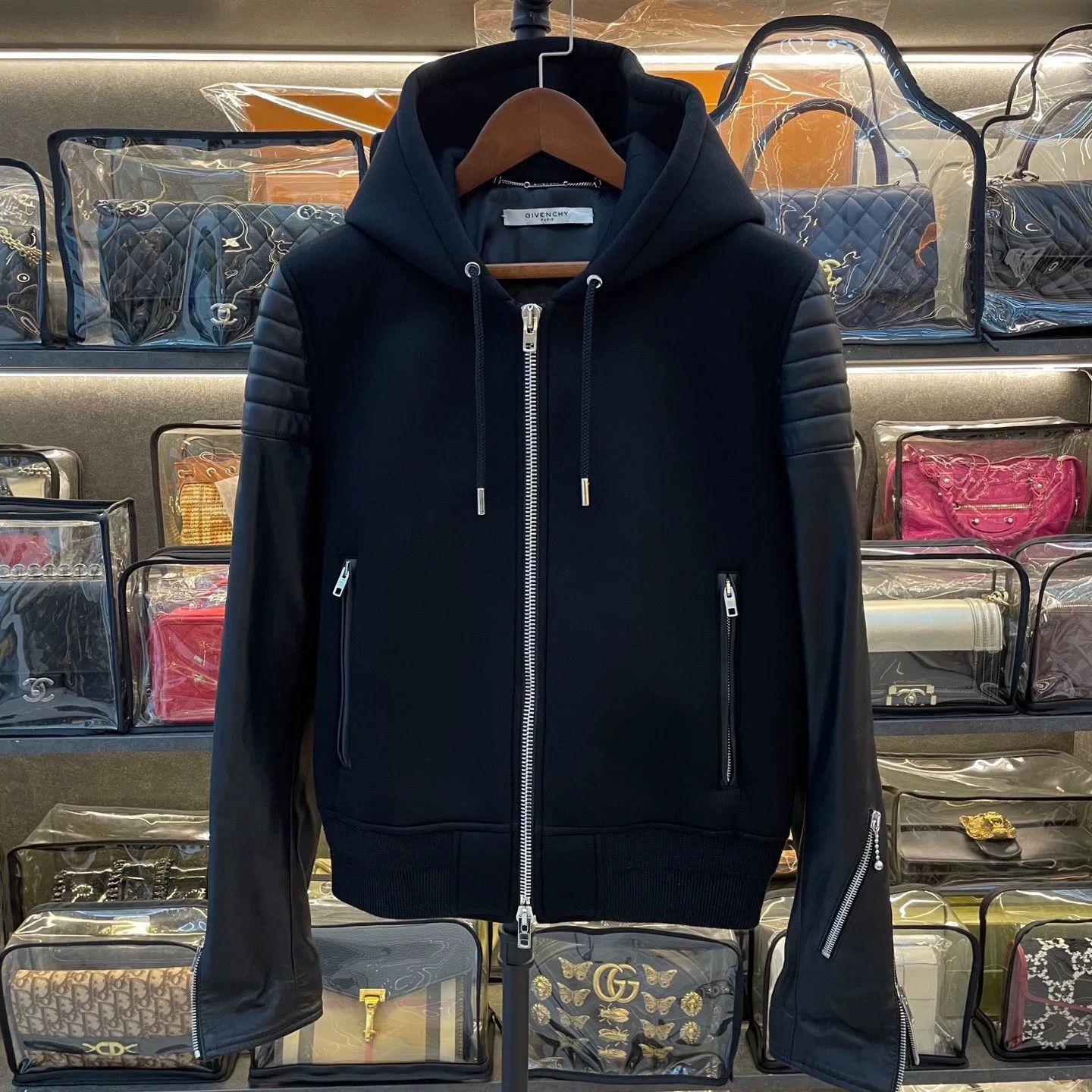 Givenchy Givenchy Black Leather Hooded Jacket Size US M / EU 48-50 / 2 - 6 Thumbnail