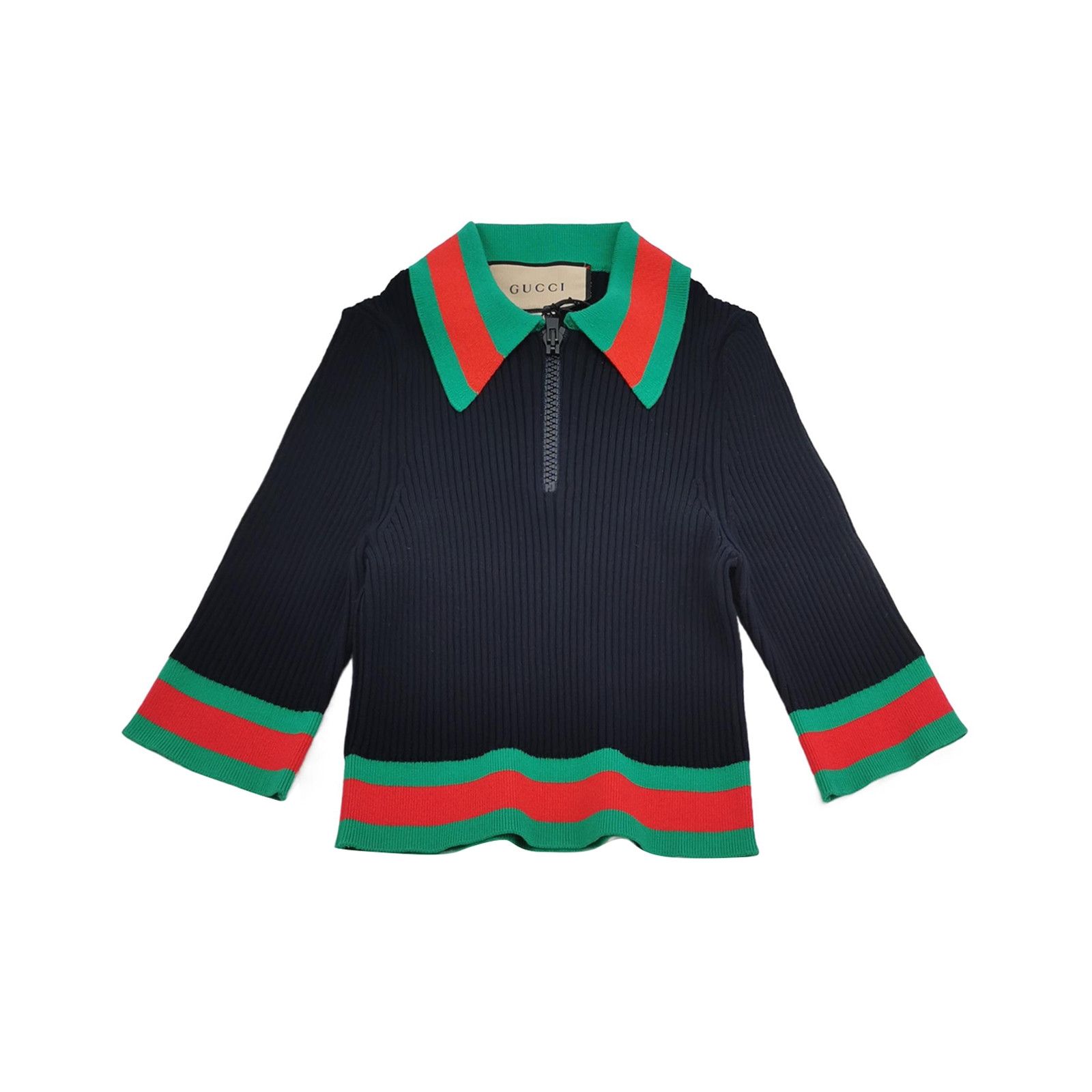Gucci Gucci XS Color-Block Collar Zip Knit Sweater Size XS / US 0-2 / IT 36-38 - 2 Thumbnail
