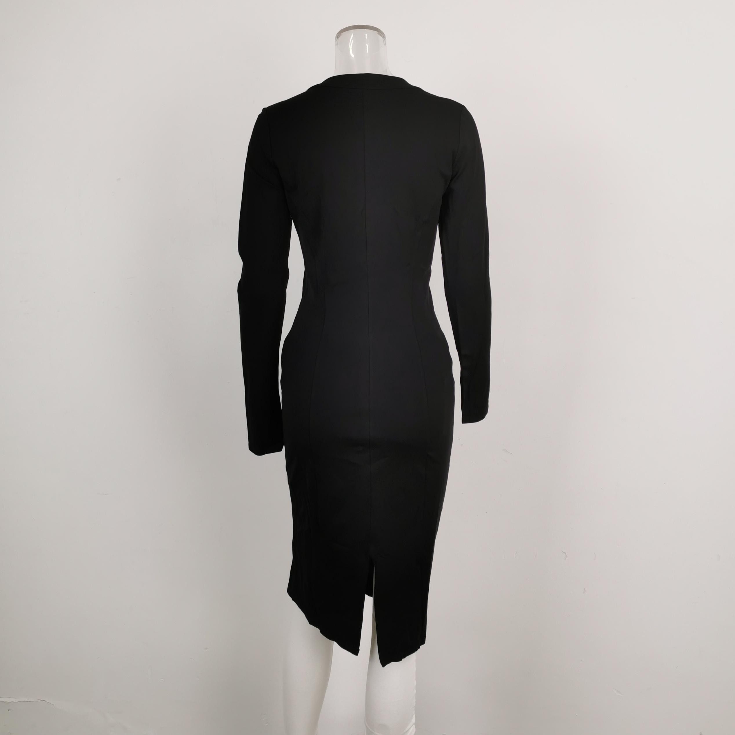 Gucci M Size Solid V-Neck Lace-Up Dress