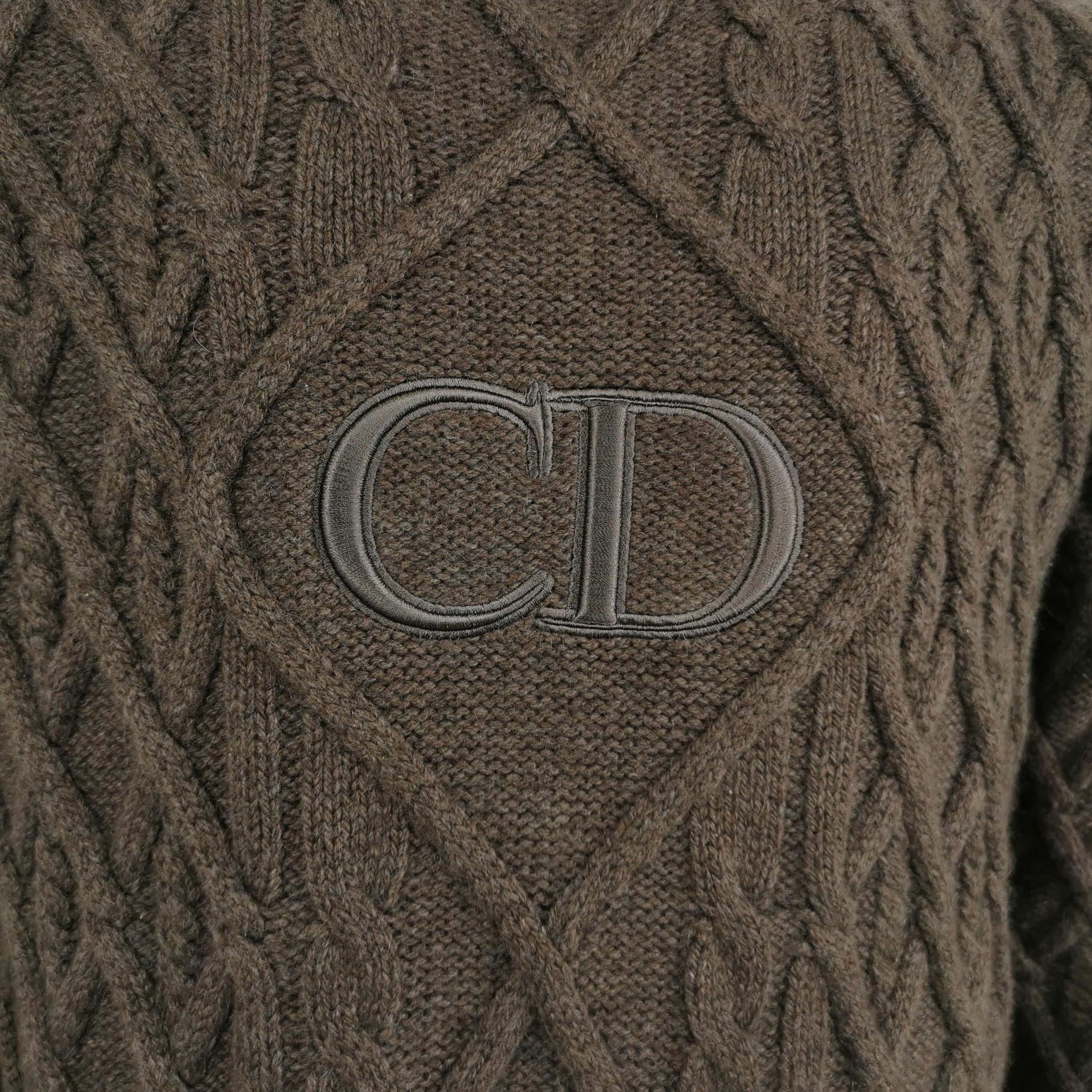 Dior Dior CD Logo Brown Cable-Knit Turtleneck Sweater Size US S / EU 44-46 / 1 - 6 Thumbnail