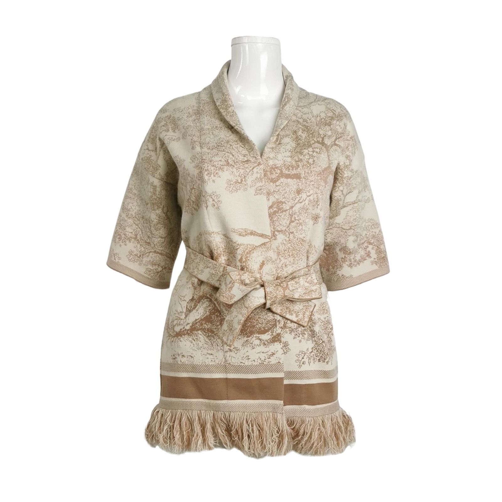 Dior Dior Wool-Cashmere V-Neck Belted Tree Print Robe Size L / US 10 / IT 46 - 2 Thumbnail