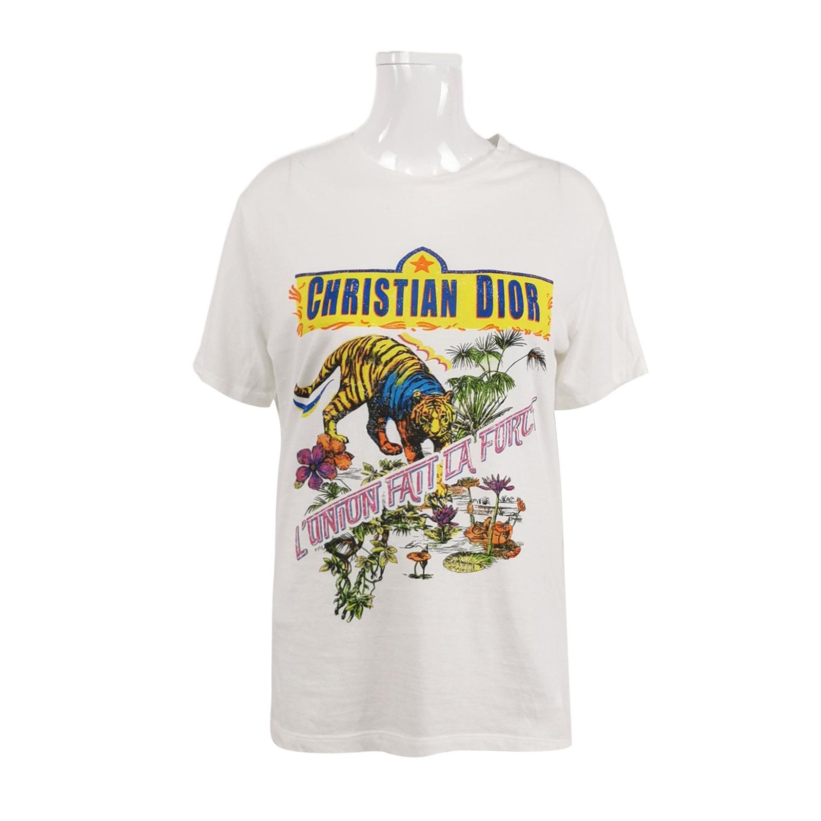 Dior Dior M Cotton-Linen Tiger Print Logo Tee Size M / US 6-8 / IT 42-44 - 2 Thumbnail