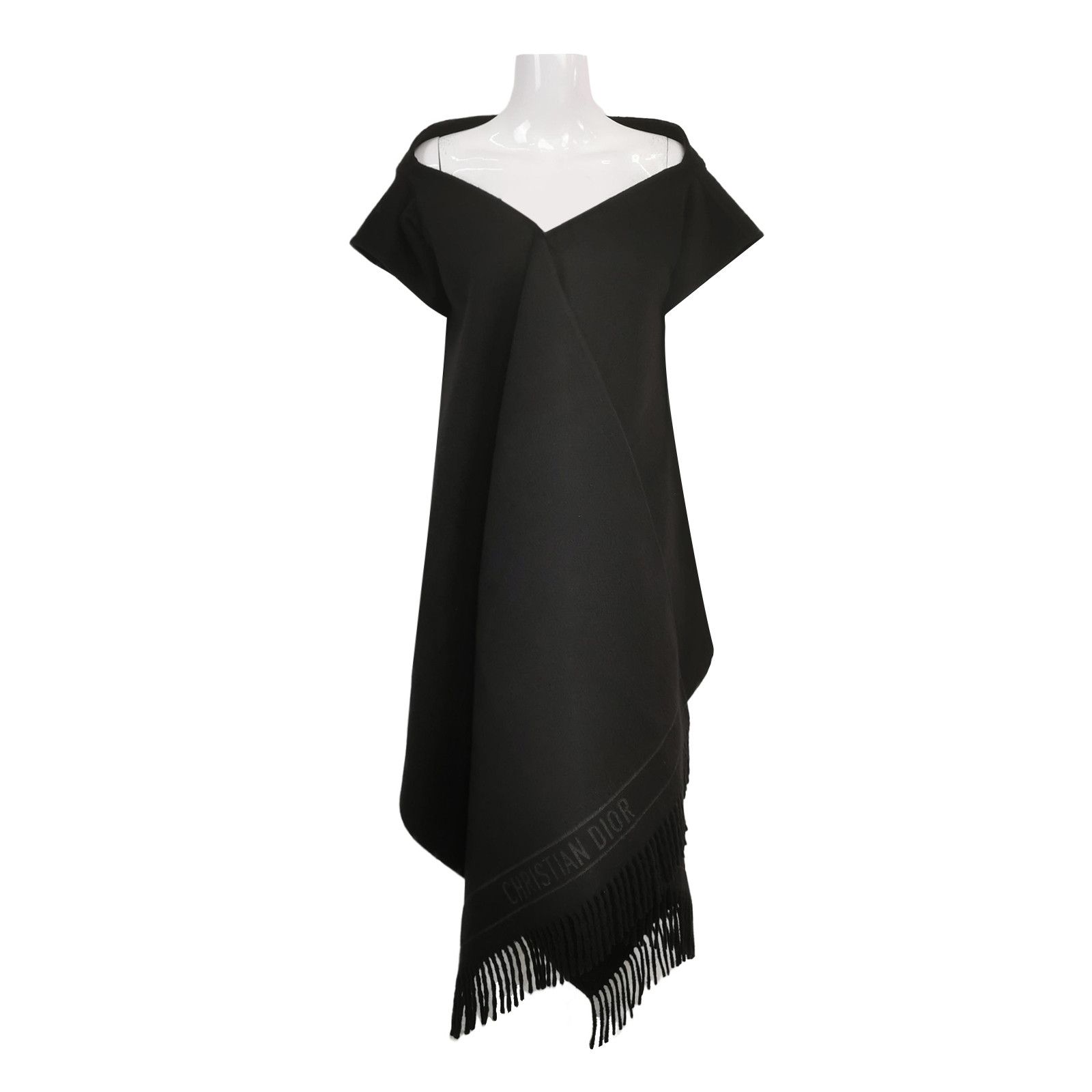 Dior Dior Rabbit Wool Blend Solid Logo Fringe Shawl Cape S Size S / US 4 / IT 40 - 2 Thumbnail