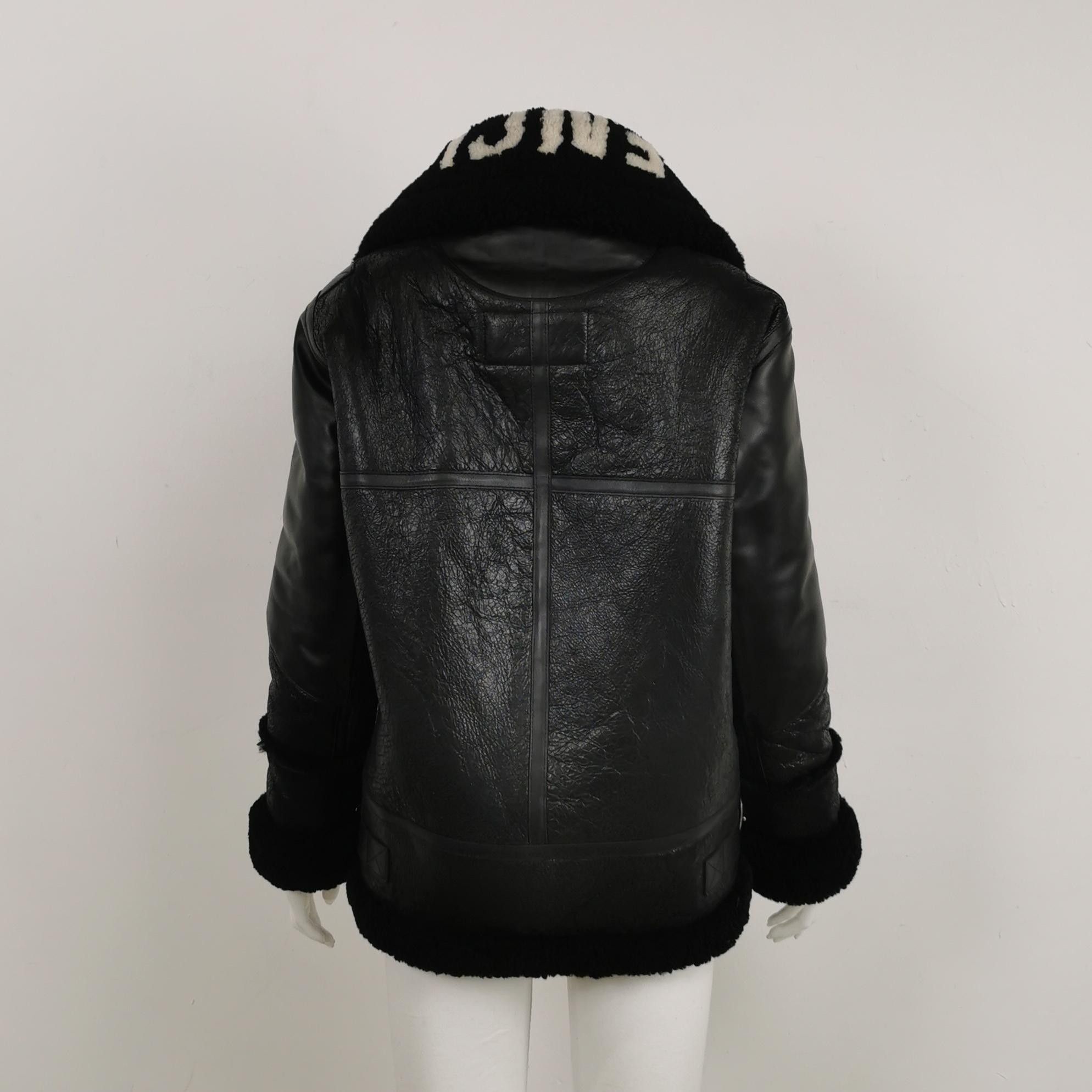 Balenciaga Balenciaga Black Shearling Collar Leather Jacket XXS Size XXS / US 00 / IT 34 - 3 Thumbnail