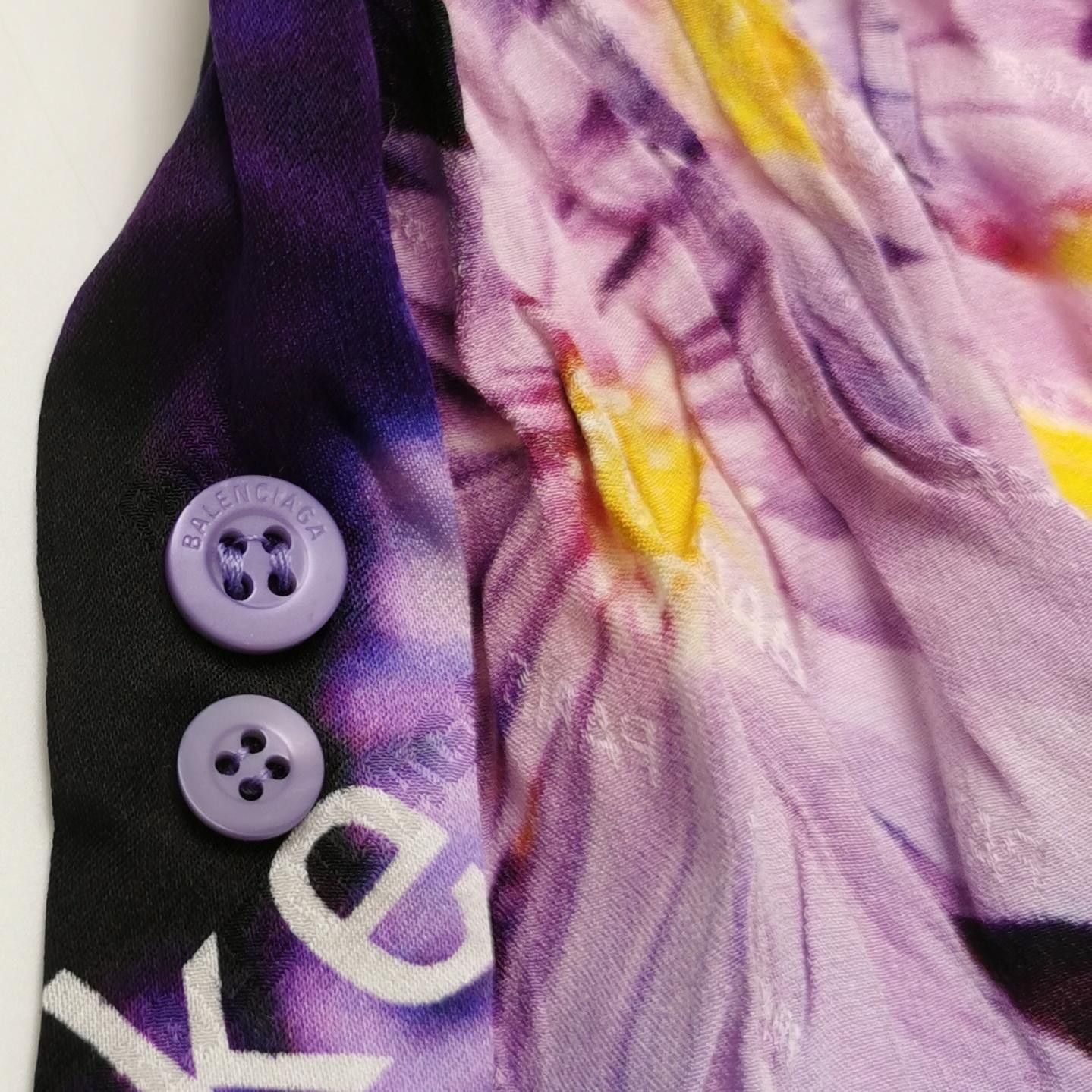 Balenciaga Balenciaga Purple Floral Silk Collared Shirt XXS Size XXS / US 00 / IT 34 - 9 Thumbnail