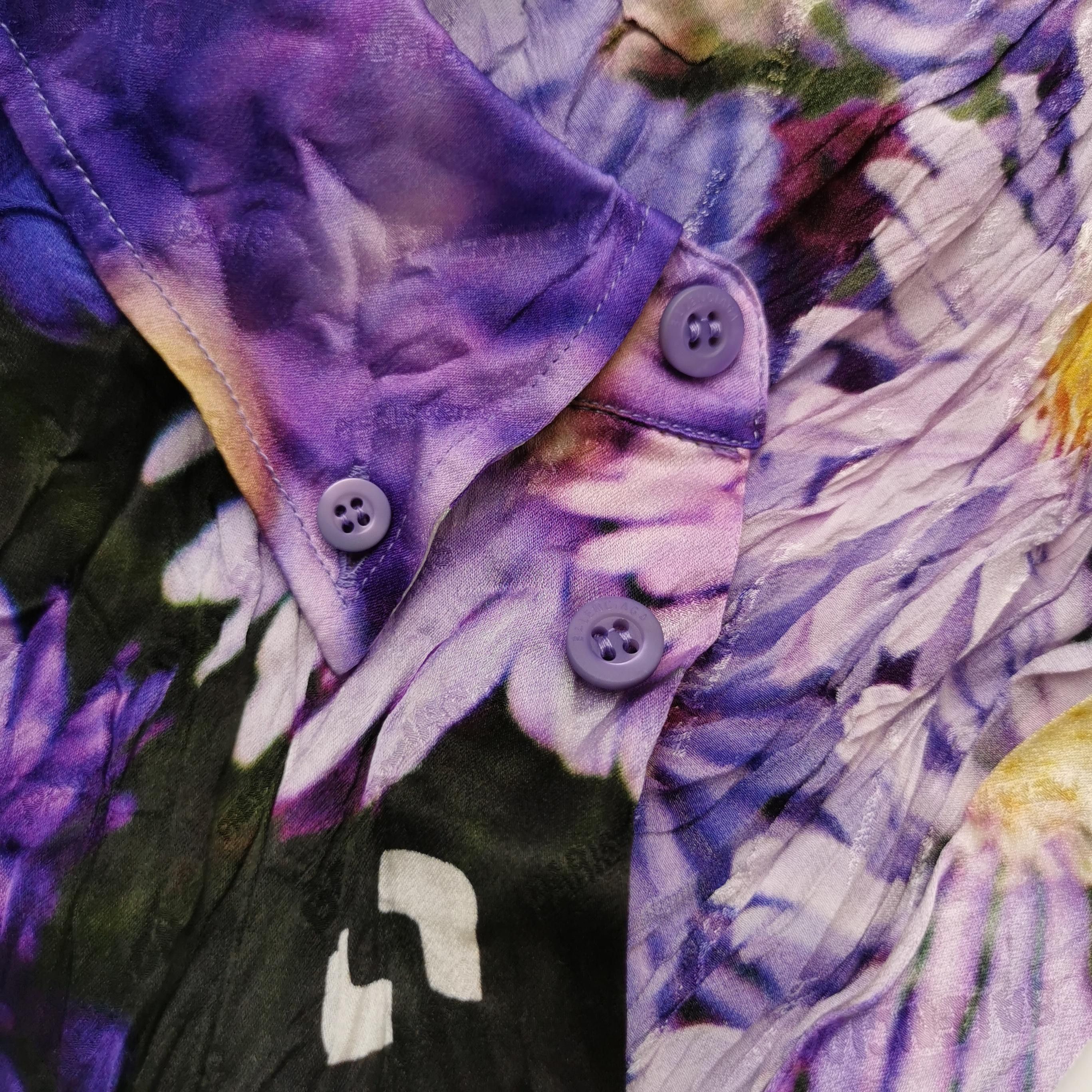 Balenciaga Balenciaga Purple Floral Silk Collared Shirt XXS Size XXS / US 00 / IT 34 - 8 Thumbnail