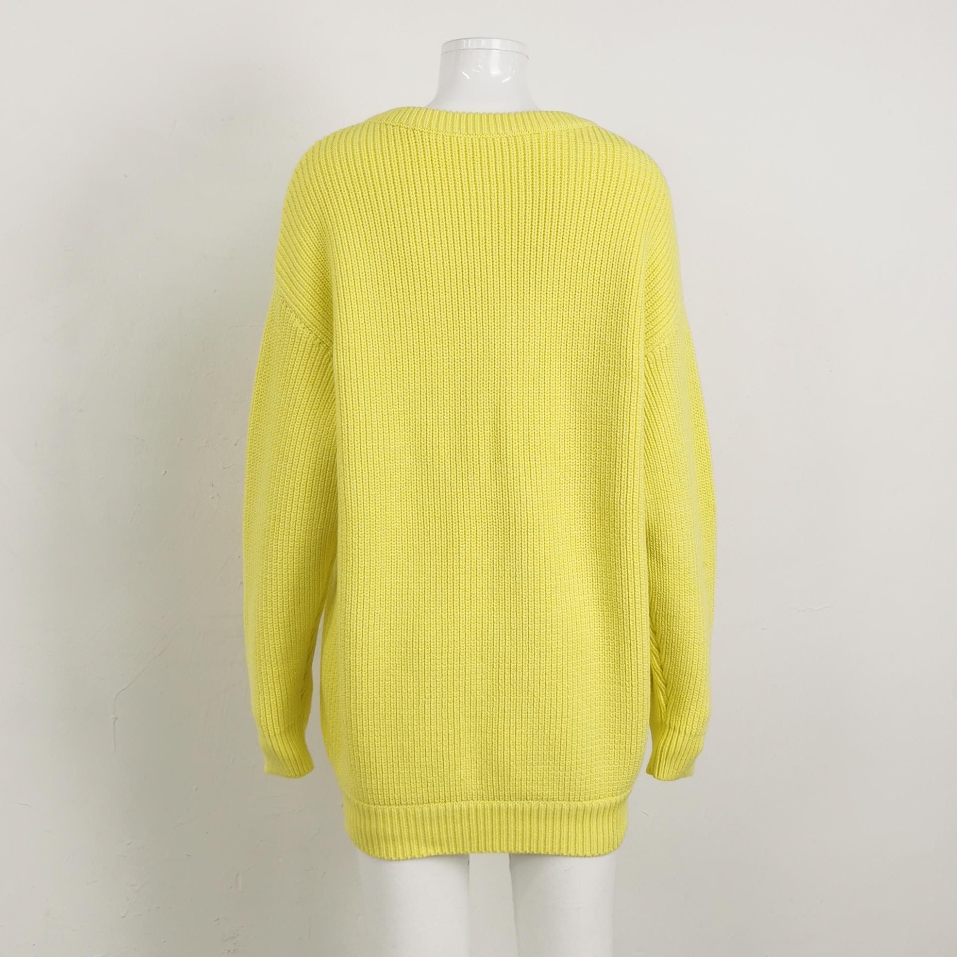 Balenciaga Balenciaga Yellow V-Neck Cotton Sweater M Size M / US 6-8 / IT 42-44 - 3 Thumbnail