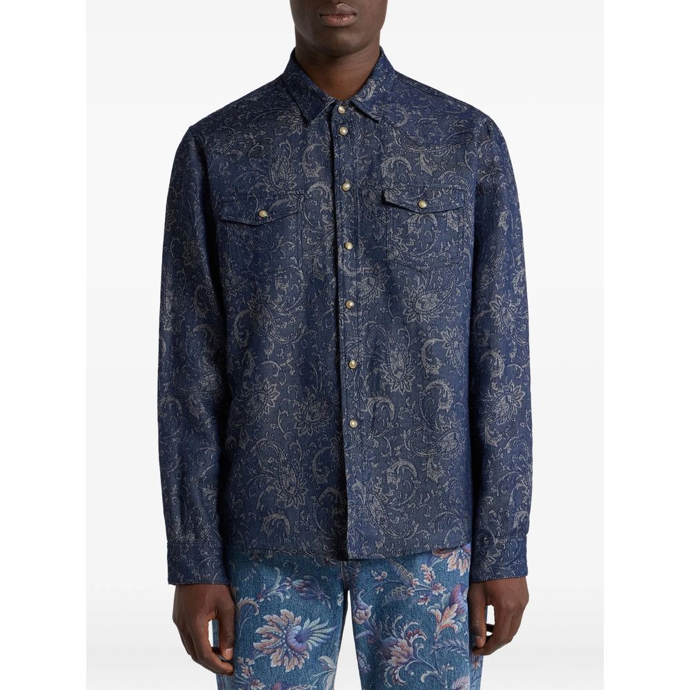 Etro Etro BLUE Shirts Size US L / EU 52-54 / 3 - 3 Thumbnail