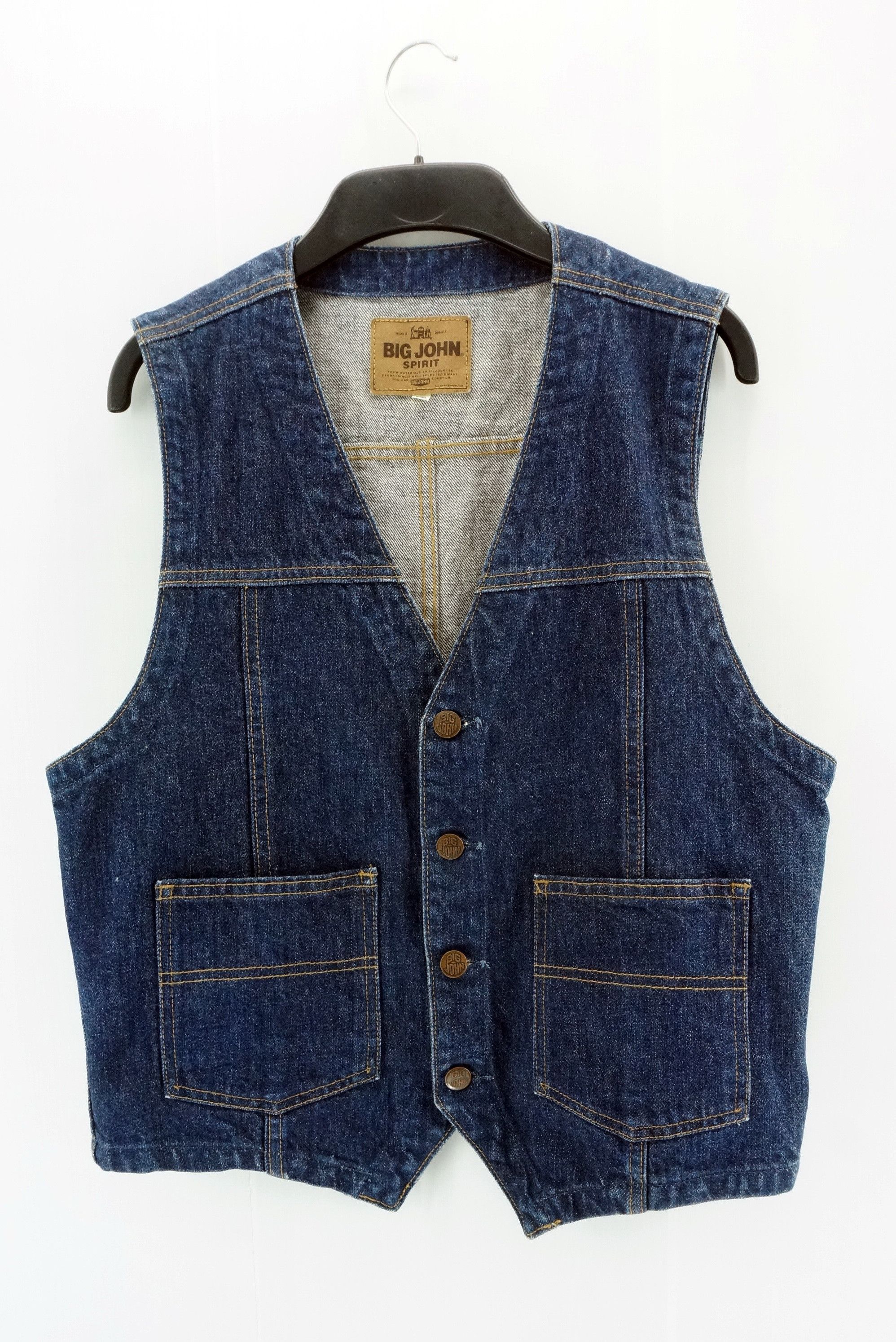 Big John Vintage Japanese Brand - Big John Denim Vest Size US S / EU 44-46 / 1 - 1 Thumbnail
