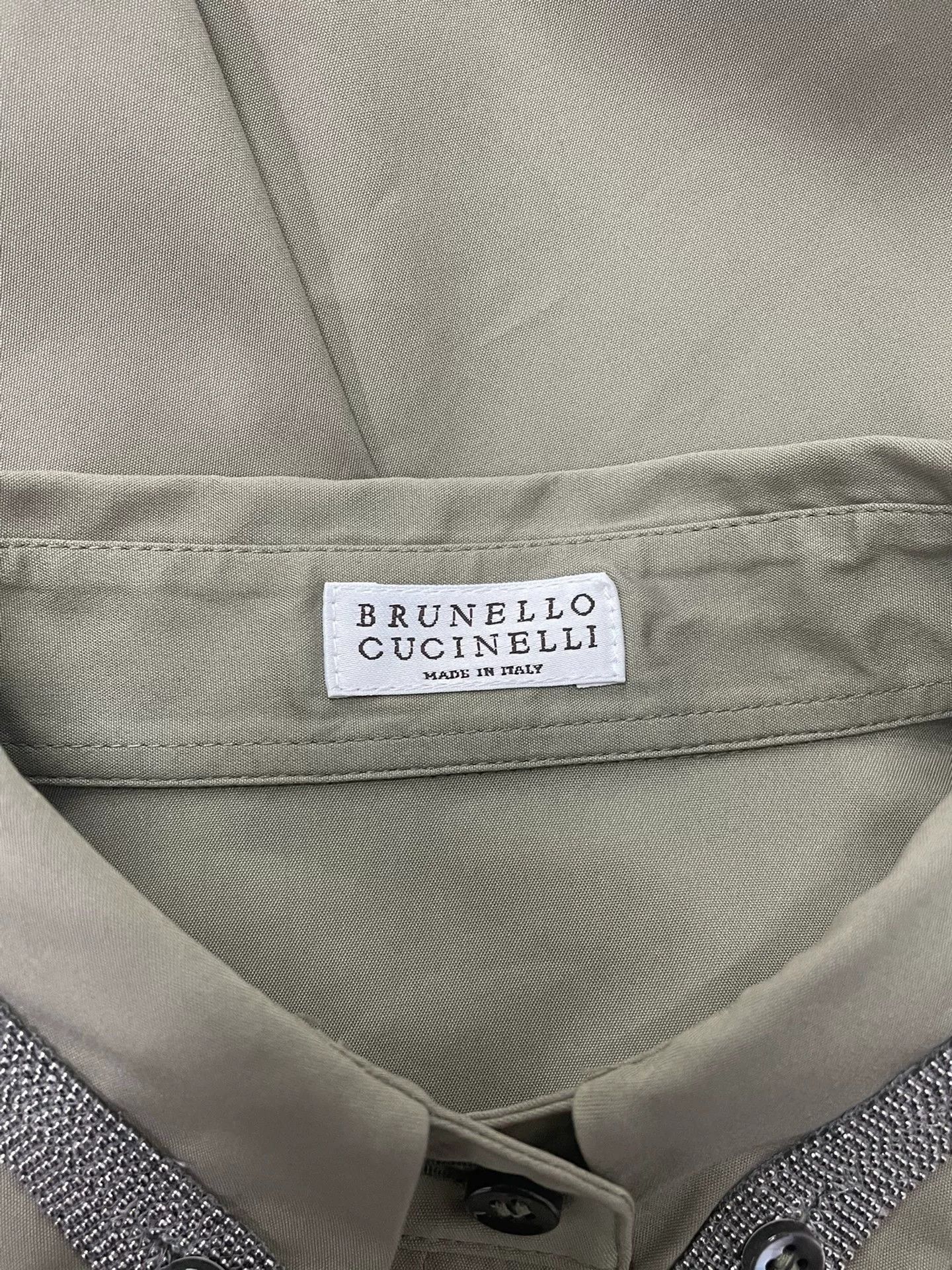 Brunello Cucinelli Brunello Cucinelli Green Beaded Collar Shirt Size US XS / EU 42 / 0 - 4 Thumbnail
