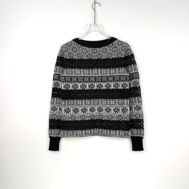 Chanel Chanel Black Gray Floral Knit Sweater Size US S / EU 44-46 / 1 - 3 Thumbnail