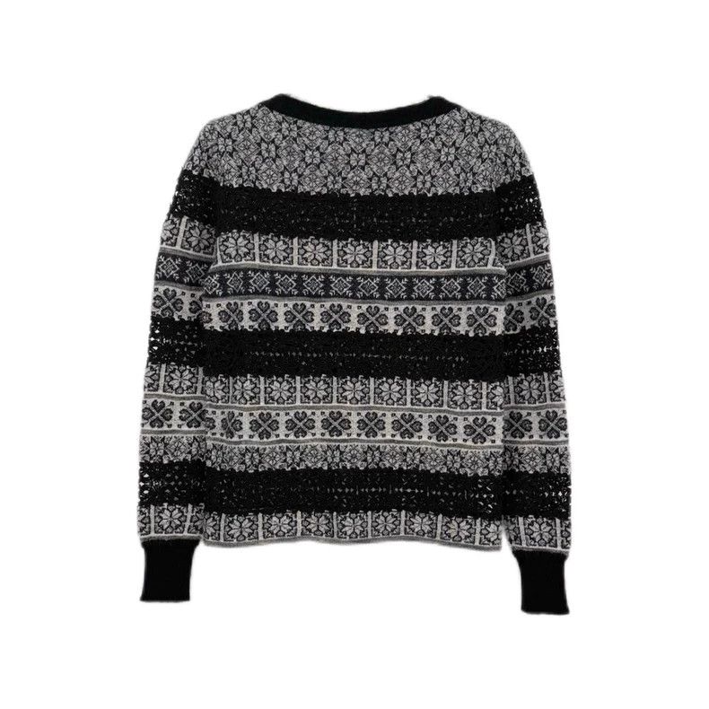 Chanel Chanel Black Gray Floral Knit Sweater Size US S / EU 44-46 / 1 - 2 Thumbnail