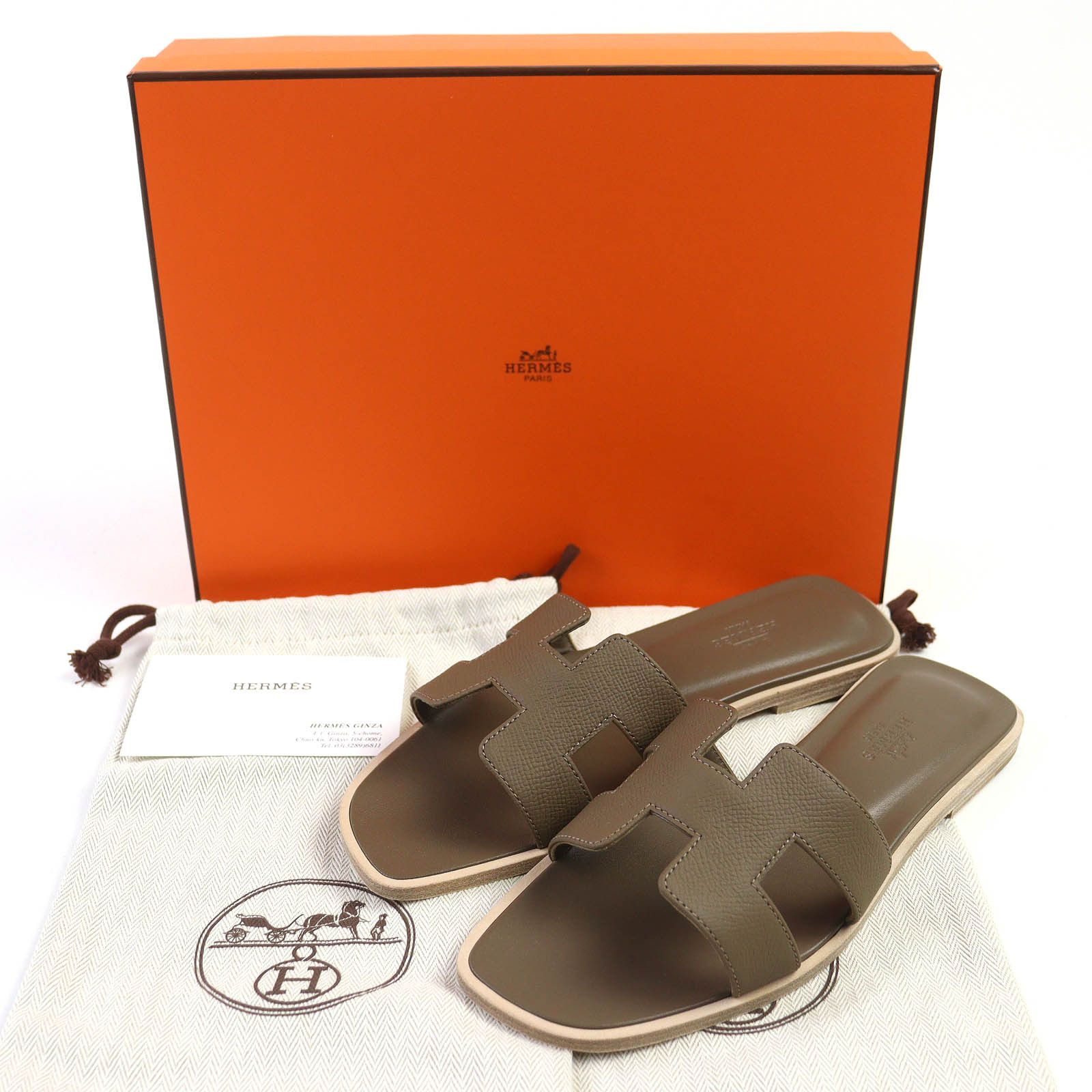 Hermes Hermes Hermes Oran37 Leather Flat Sandals Leather Shoes DUTY FREE for USA Size ONE SIZE - 2 Thumbnail