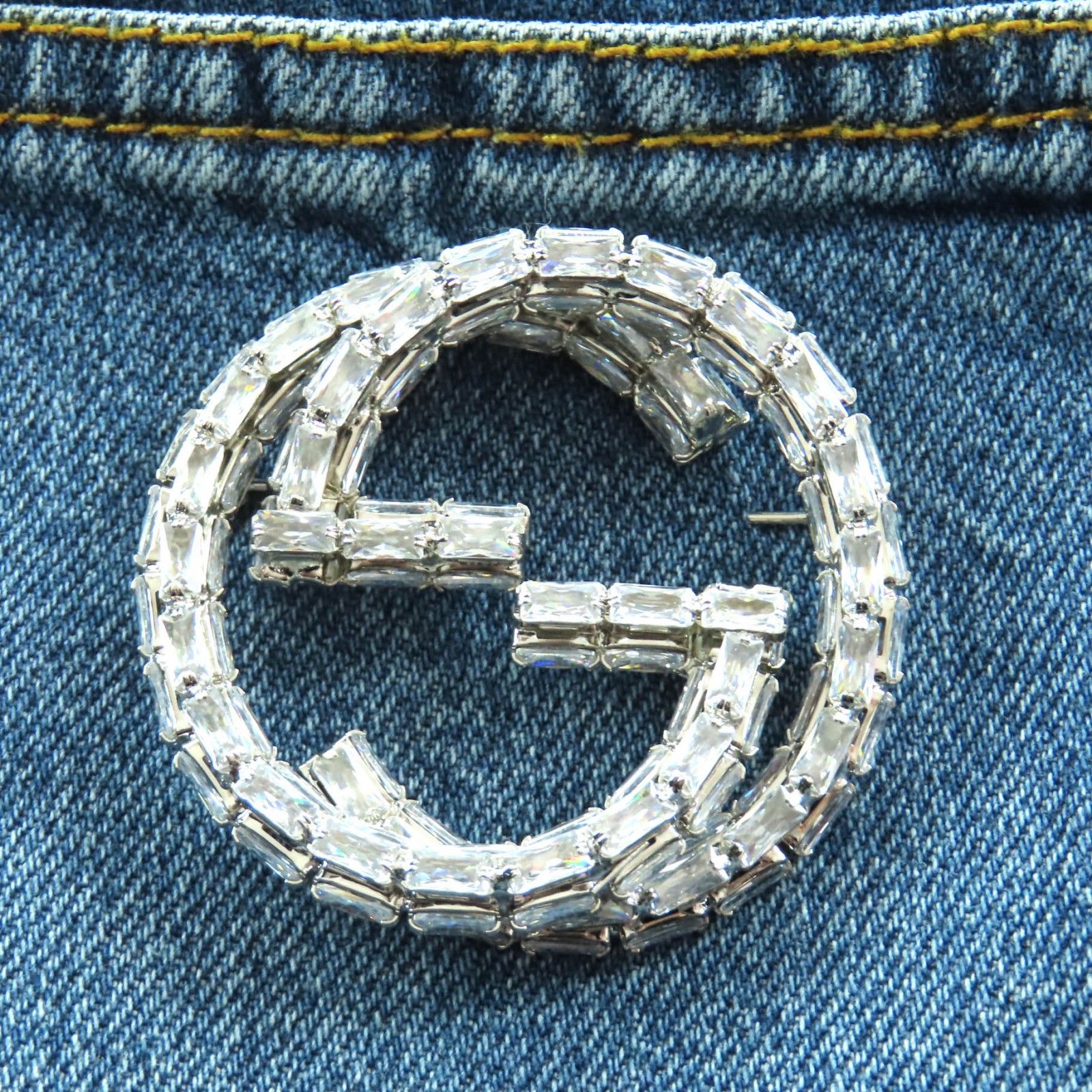 Gucci Gucci Gucci Interlocking G Brooch Denim Long Sleeve Shirt Denim Tops 772882 DUTY FREE for USA Size ONE SIZE - 6 Thumbnail