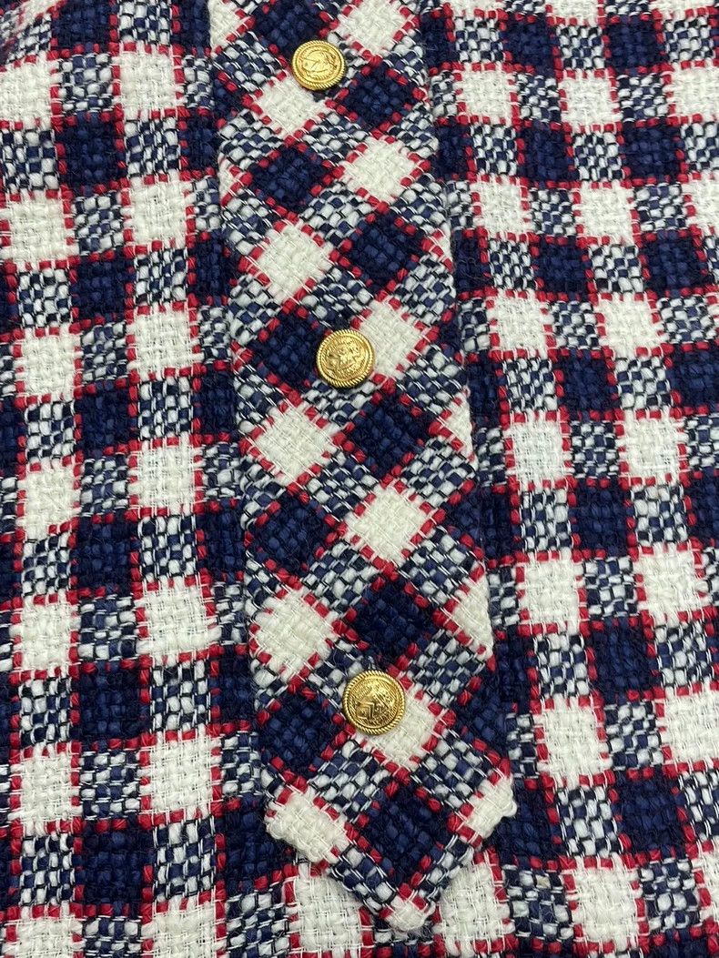 Gucci Gucci Colorblock Gold Button Tweed Dress Size US M / EU 48-50 / 2 - 2 Thumbnail