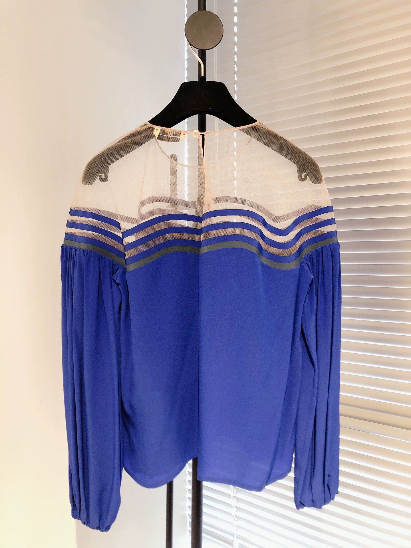 Fendi FENDI Blue Silk Panel Lantern Sleeve Top Size US S / EU 44-46 / 1 - 2 Thumbnail