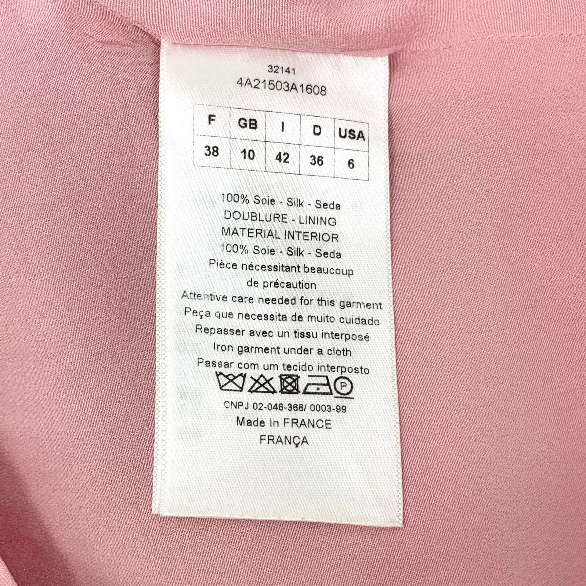 Dior pink silk short sleeve dress by dior Size S / US 4 / IT 40 - 6 Thumbnail