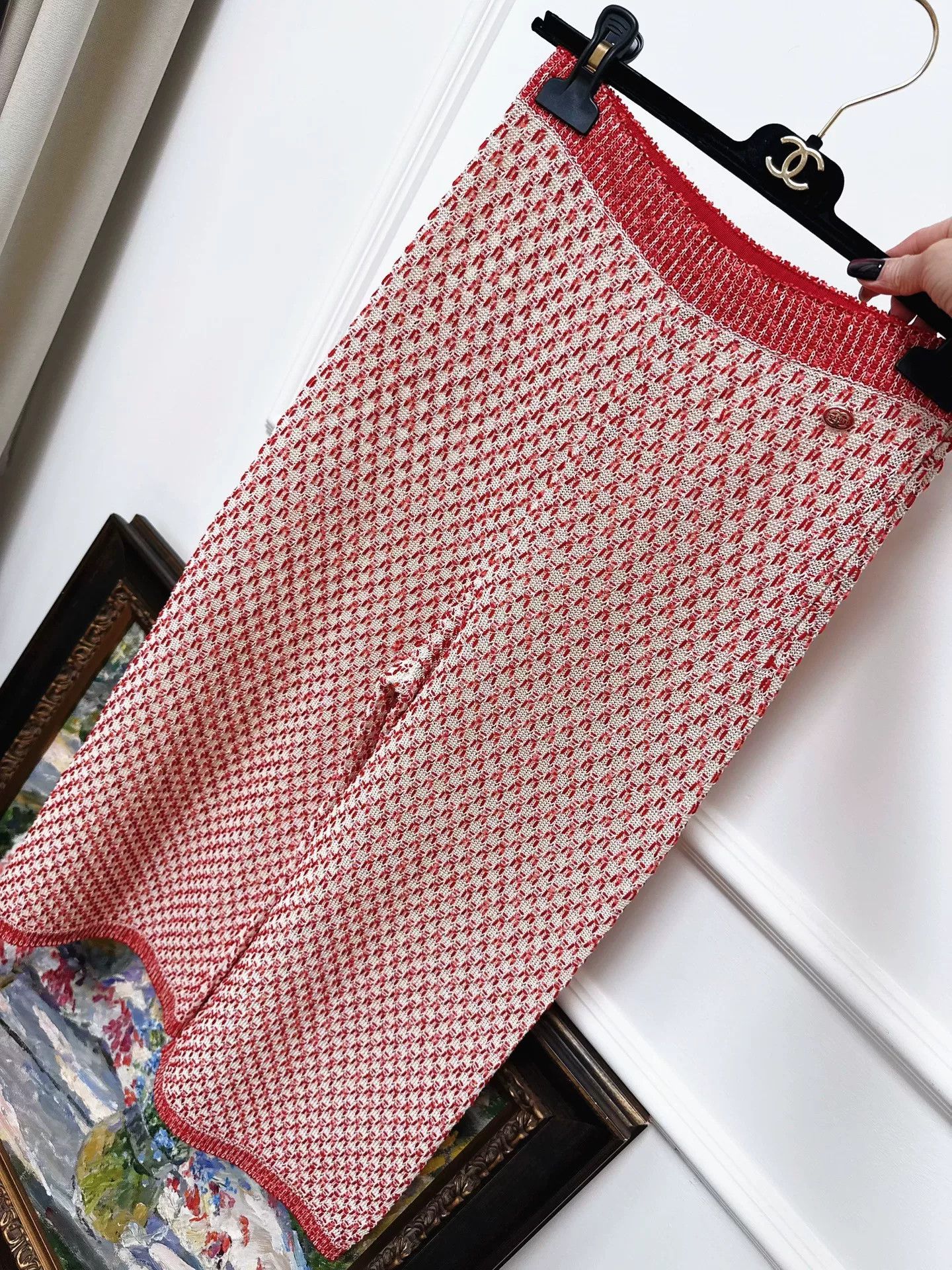 Chanel red and white woven wide-leg pants Size US 34 / EU 50 - 3 Thumbnail