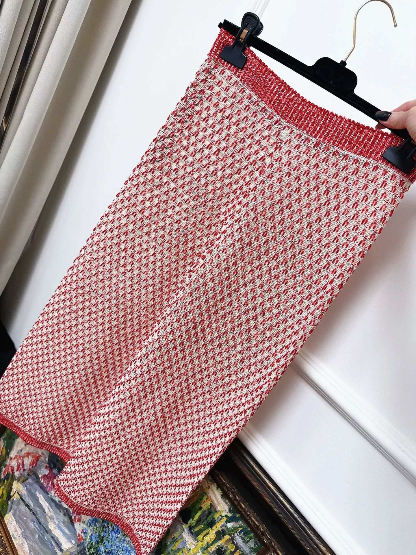 Chanel red and white woven wide-leg pants Size US 34 / EU 50 - 4 Thumbnail