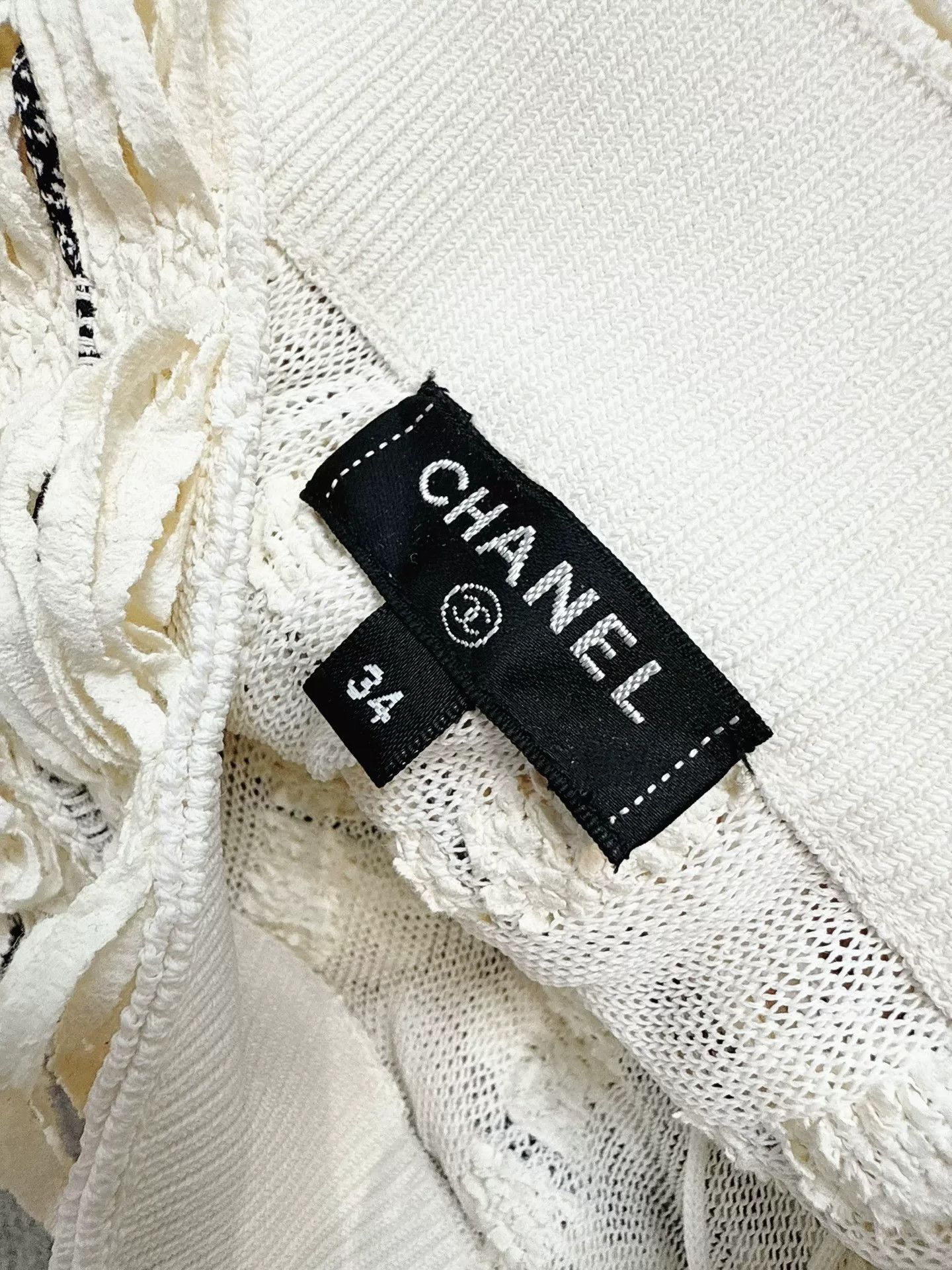 Chanel Chanel White and Black Logo Fringe Skirt Size US 34 / EU 50 - 6 Thumbnail