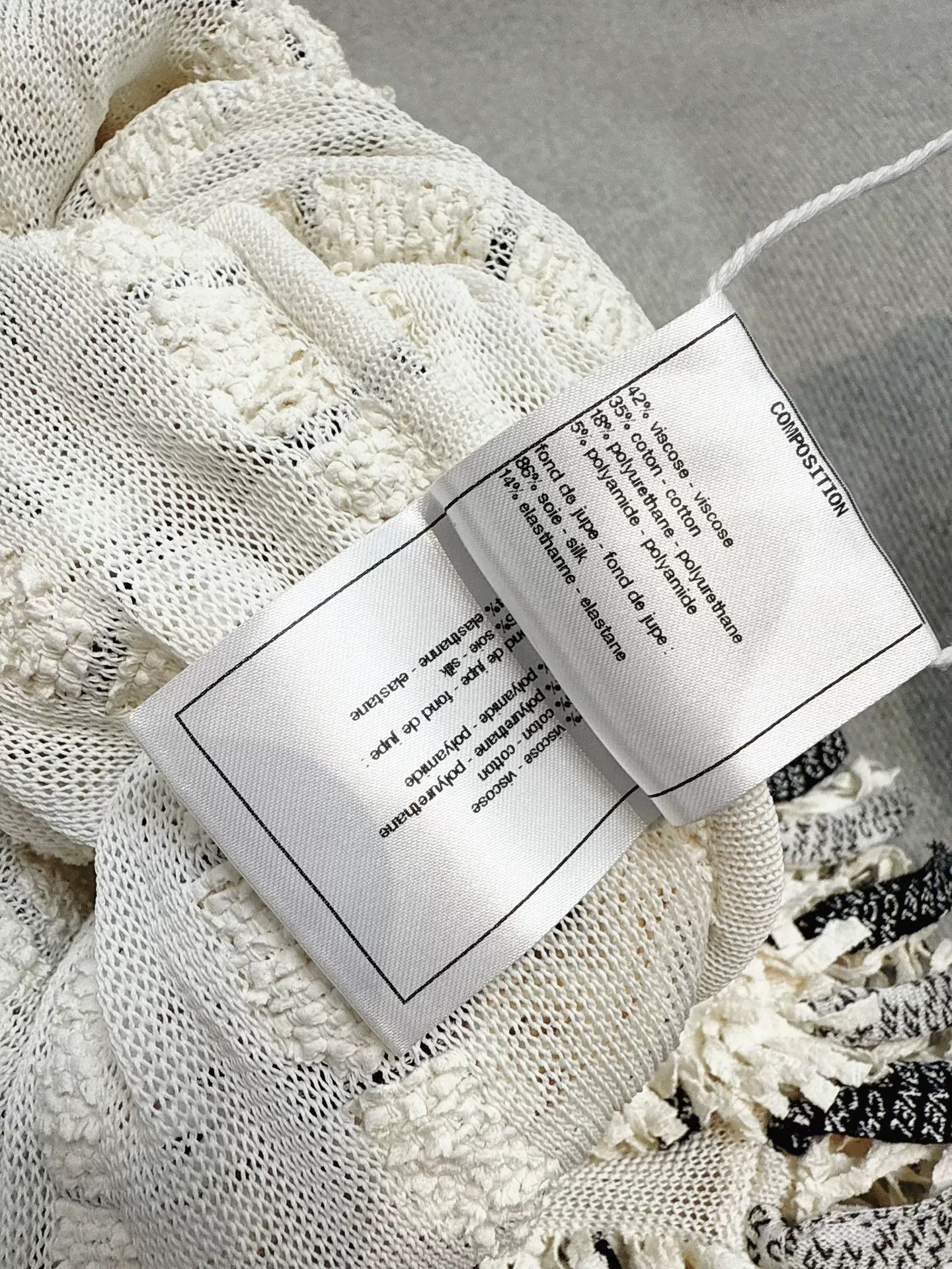 Chanel Chanel White and Black Logo Fringe Skirt Size US 34 / EU 50 - 8 Thumbnail
