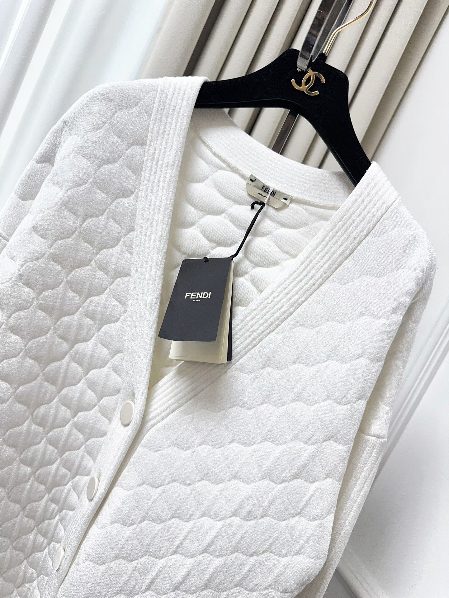 Fendi Fendi White Quilted Patterned Jacket Size US M / EU 48-50 / 2 - 3 Thumbnail