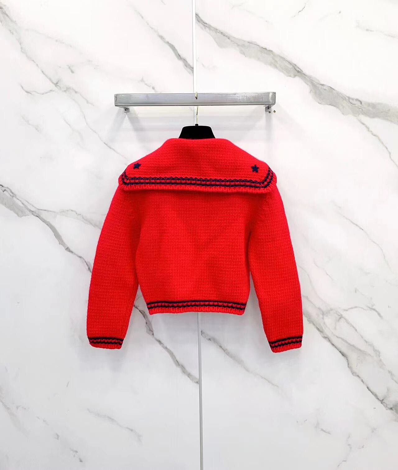 Miu Miu red short navy style knit cardigan Size US S / EU 44-46 / 1 - 2 Thumbnail
