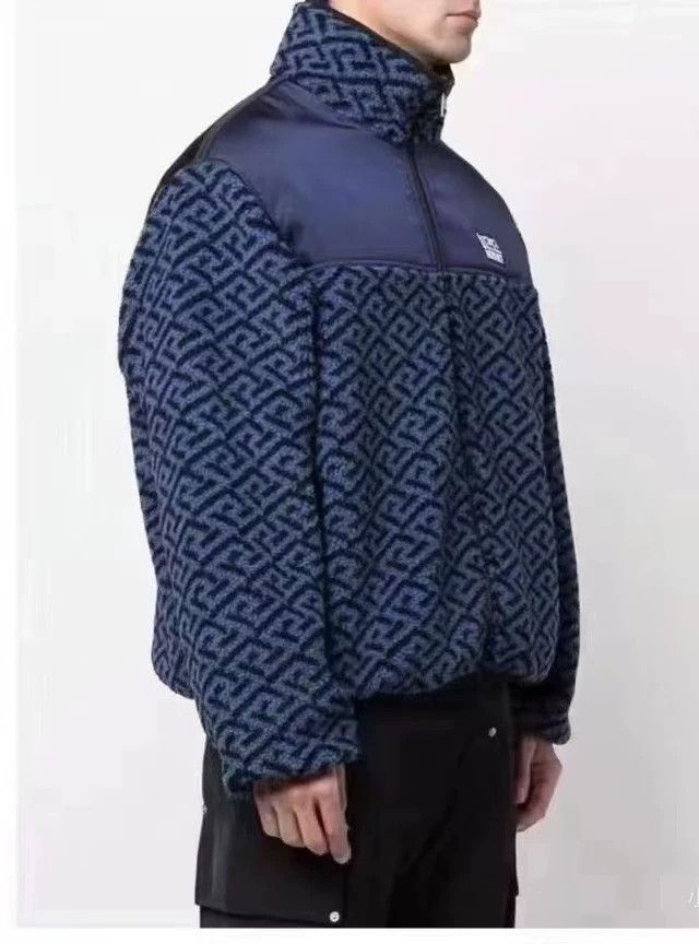 Versace VERSACE Blue Stand-Collar Fleece Jacket Size US L / EU 52-54 / 3 - 2 Thumbnail