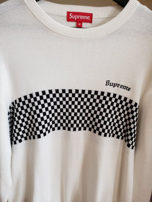 Supreme Supreme Checkered Panel Crewneck Sweater | Grailed