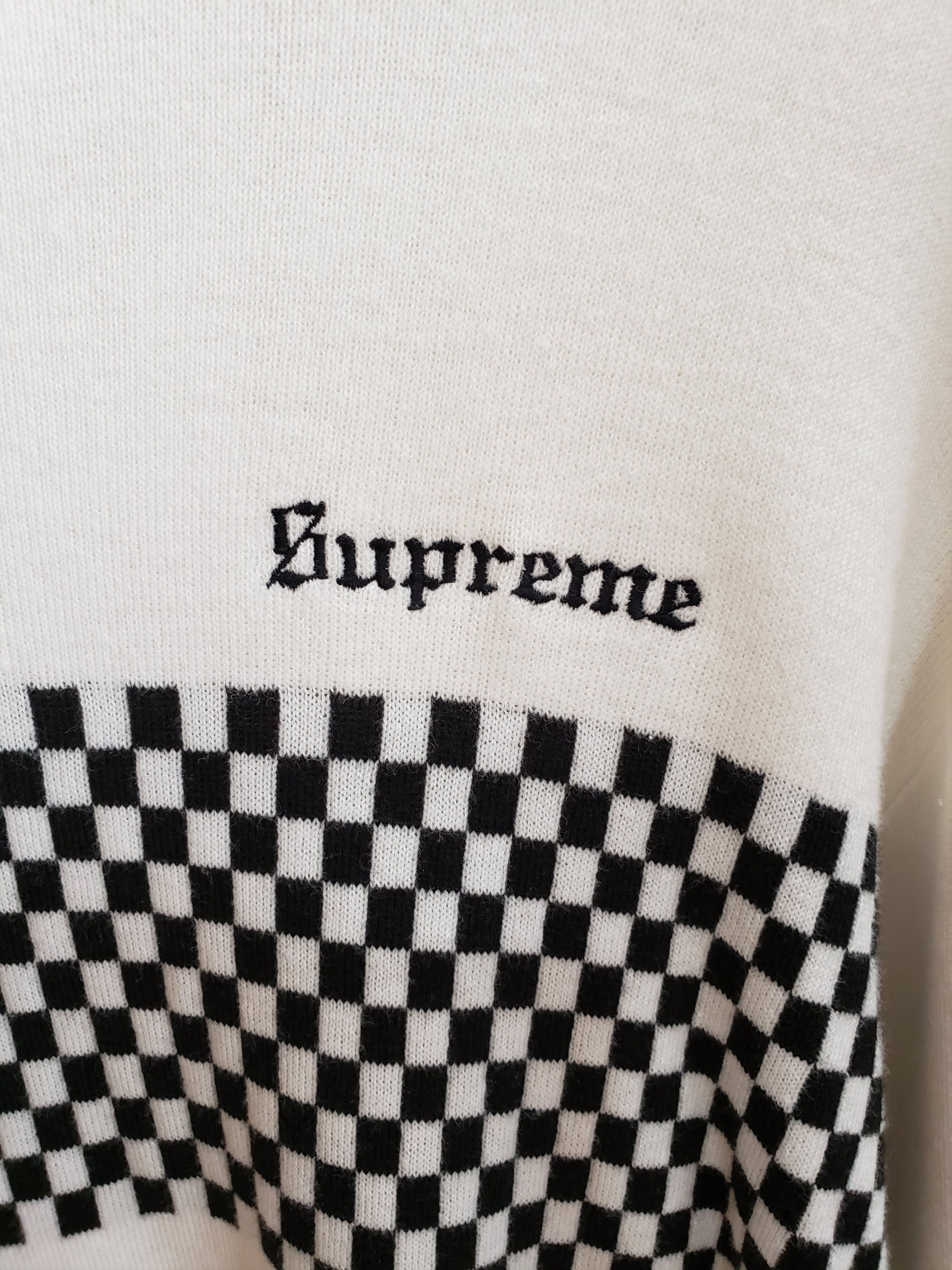 Supreme Supreme Checkered Panel Crewneck Sweater | Grailed