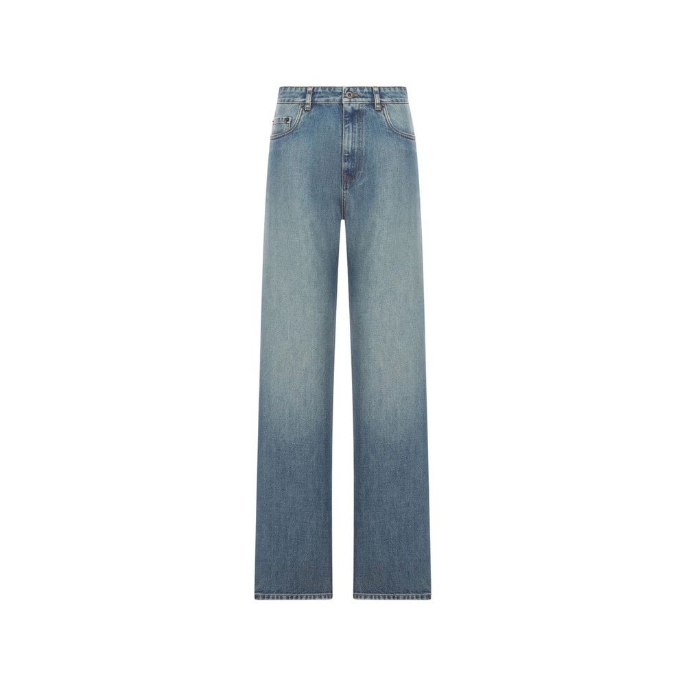 Miu Miu Miu Miu BLUE Denim - Wide-Leg Jeans Size 26" / US 2 / IT 38 - 2 Thumbnail