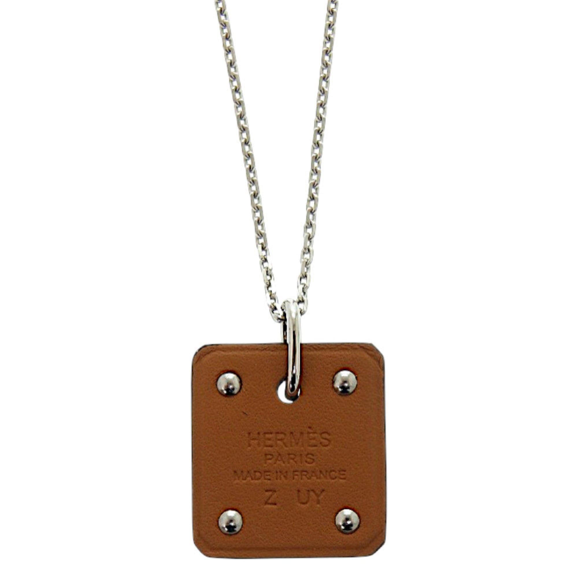 Hermes Hermes Like new Hermès Asde Coeur Ace of Hearts leather and metal brown necklace with Z markings, model 1006 Size ONE SIZE - 2 Thumbnail