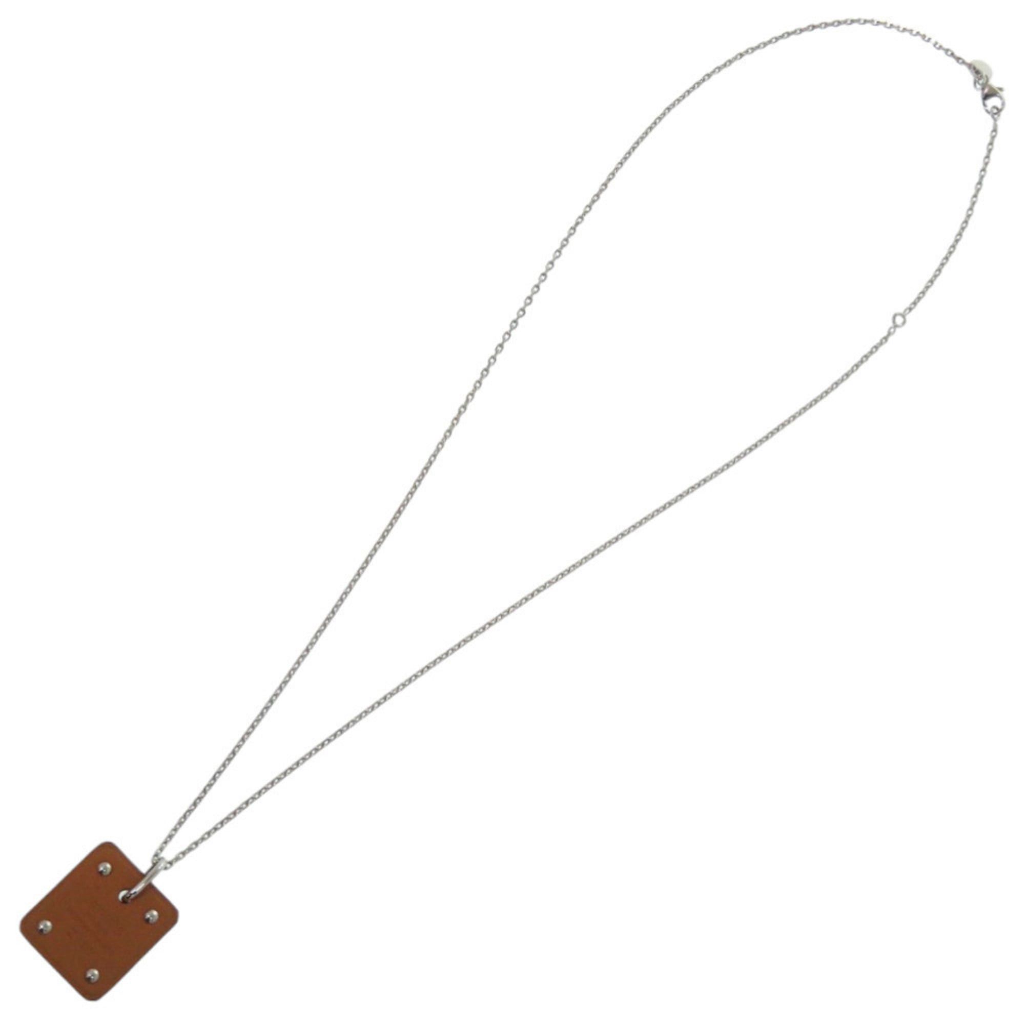 Hermes Hermes Like new Hermès Asde Coeur Ace of Hearts leather and metal brown necklace with Z markings, model 1006 Size ONE SIZE - 3 Thumbnail