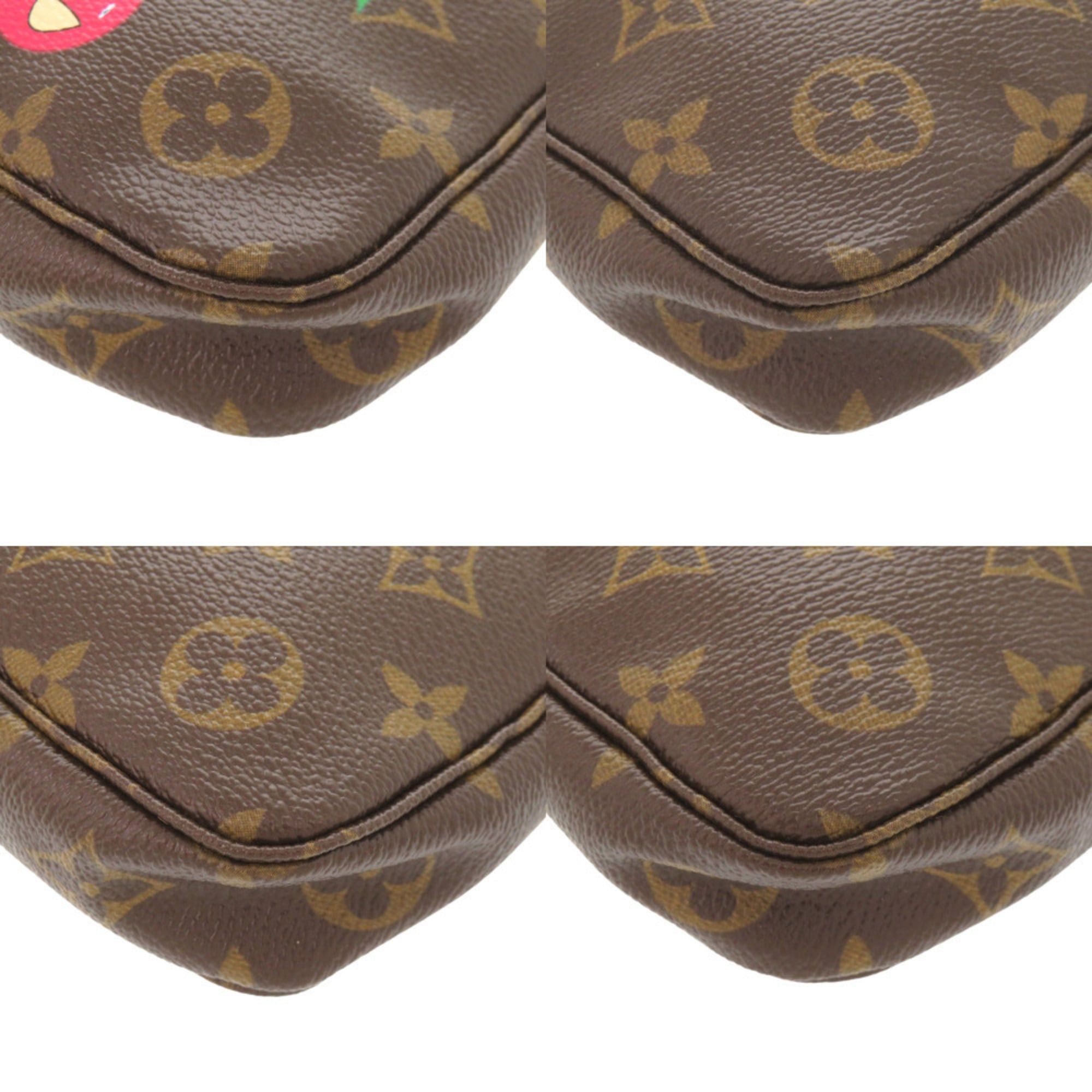 Louis Vuitton Like new Louis Vuitton x Takashi Murakami Pochette Accessoires Monogram Cherry M95008 Brown Pouch LV 1481 Size ONE SIZE - 4 Thumbnail