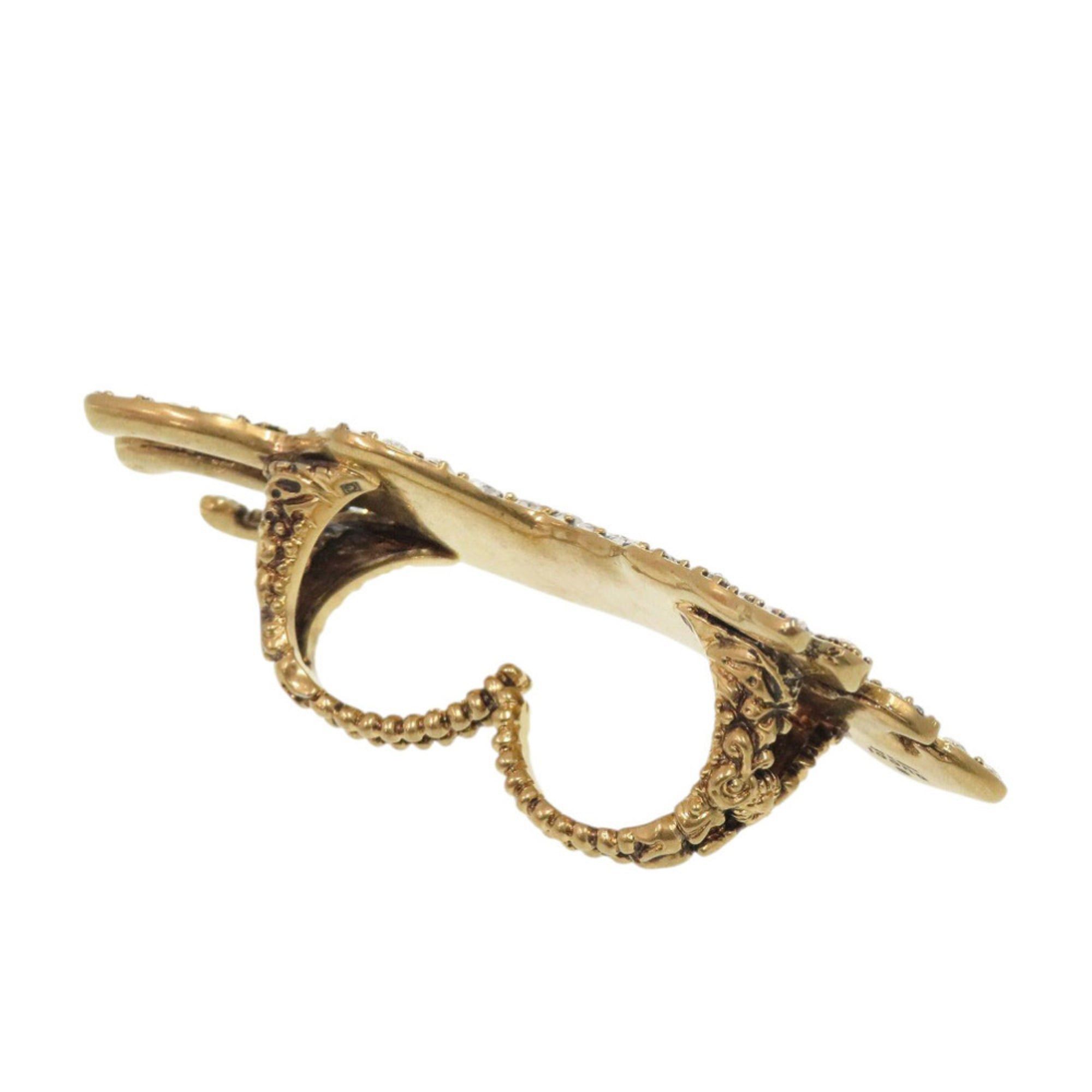 Gucci Excellent condition Gucci double finger ring, panther metal, rhinestones and gold, 1001 Size ONE SIZE - 6 Thumbnail