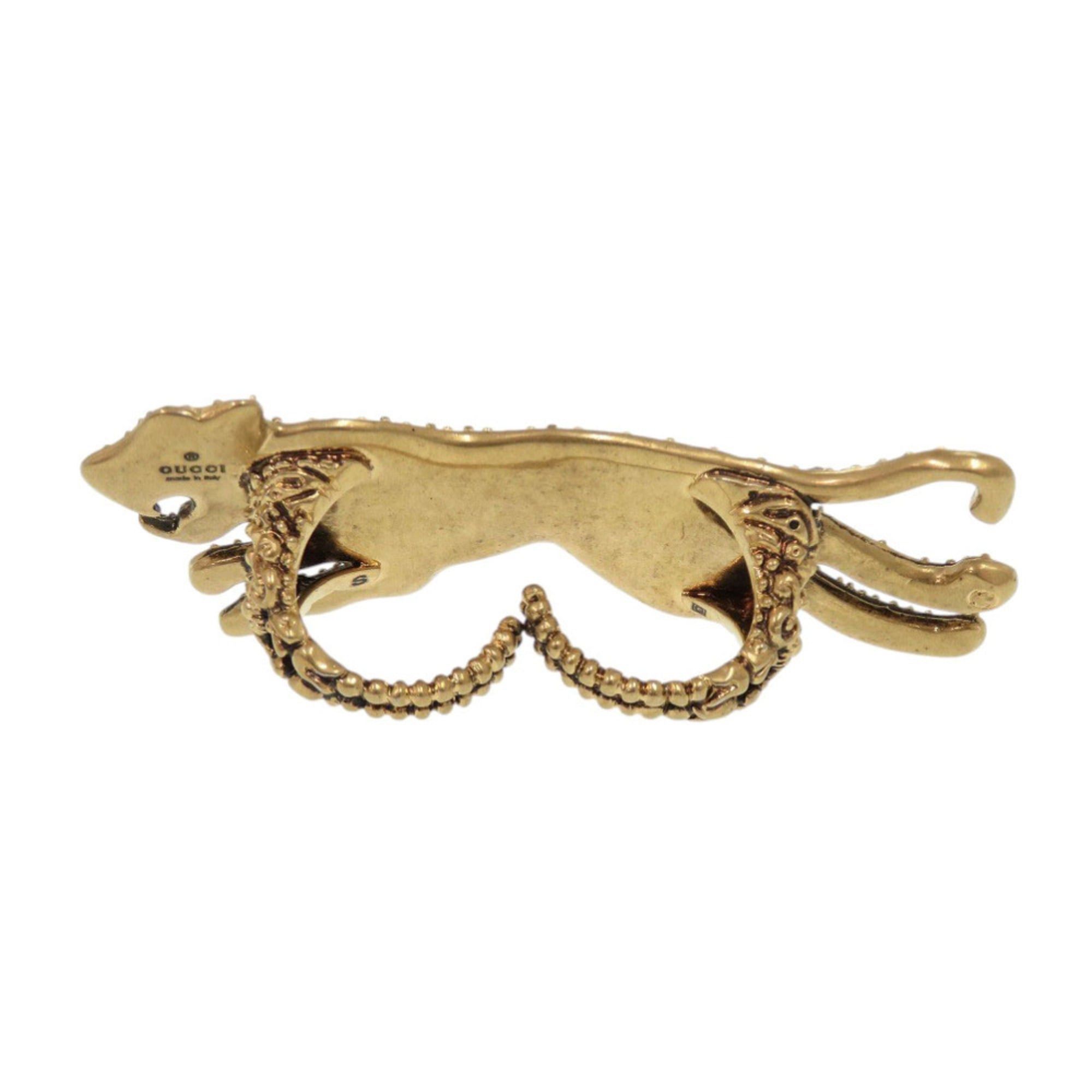 Gucci Excellent condition Gucci double finger ring, panther metal, rhinestones and gold, 1001 Size ONE SIZE - 2 Thumbnail