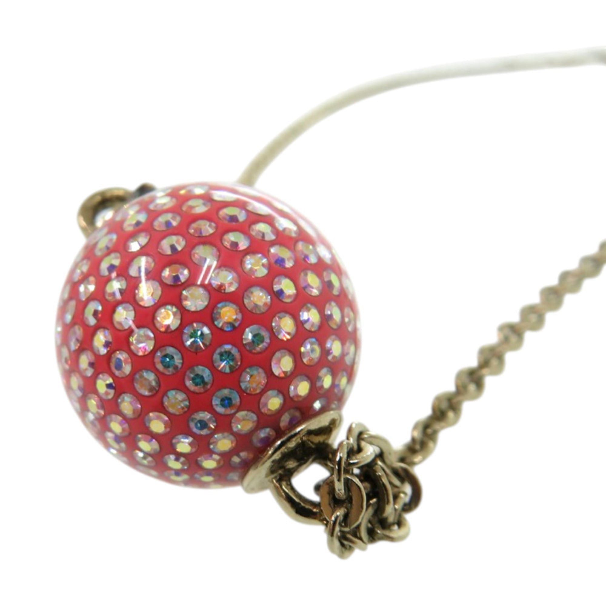 Chanel Excellent condition Chanel Coco Mark mirror ball metal rhinestone red necklace 0463 Size ONE SIZE - 8 Thumbnail