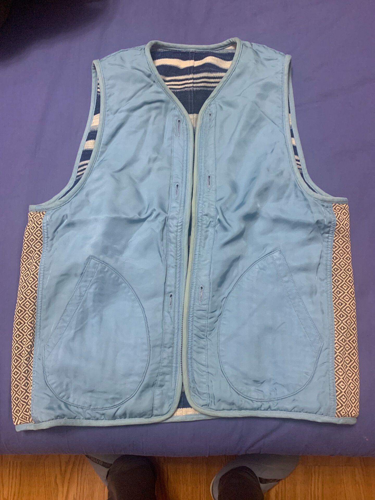 Visvim visvim 19ss iris vest blue stripes Size US L / EU 52-54 / 3 - 2 Thumbnail