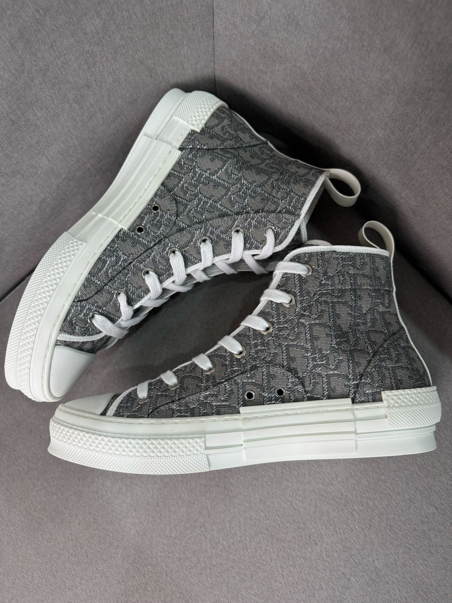 Dior Dior B23 Gray Canvas High-Top Sneakers Size US 8.5 / EU 41-42 - 4 Thumbnail