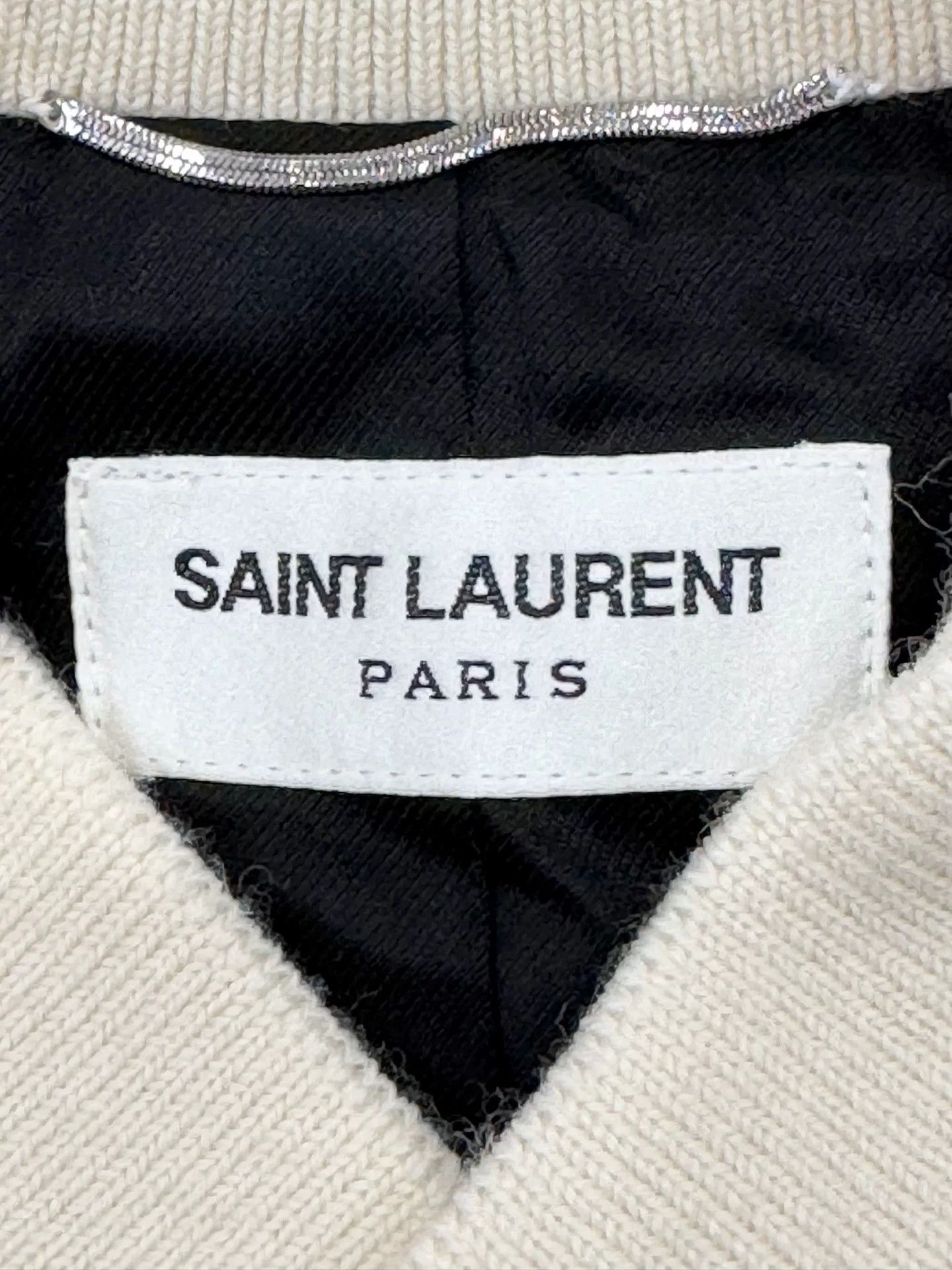Saint Laurent Paris white baseball jacket by saint laurent Size US L / EU 52-54 / 3 - 7 Thumbnail