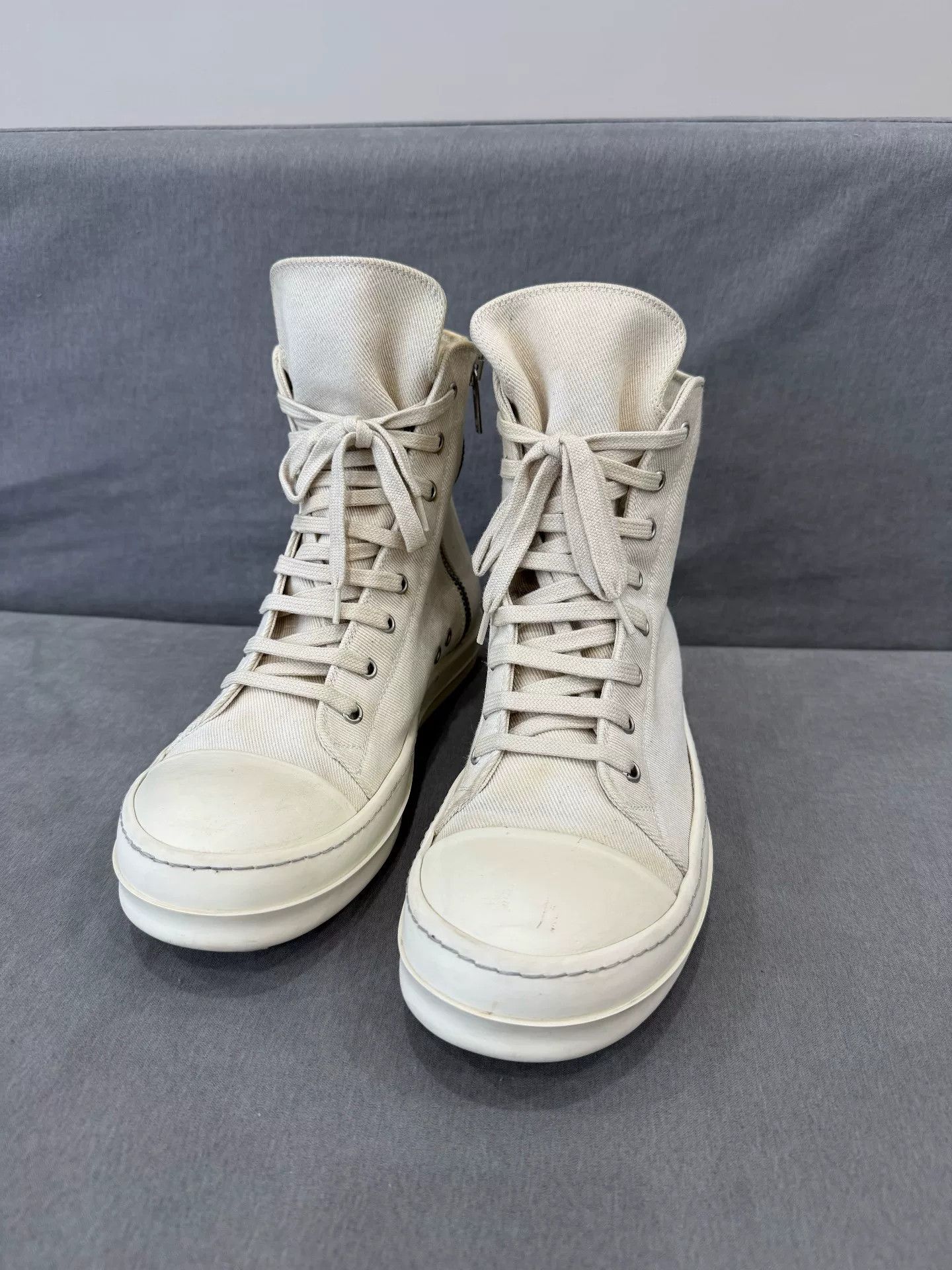 Converse Rick Owens White Canvas High-Top Sneakers Size US 9 / EU 42 - 3 Thumbnail
