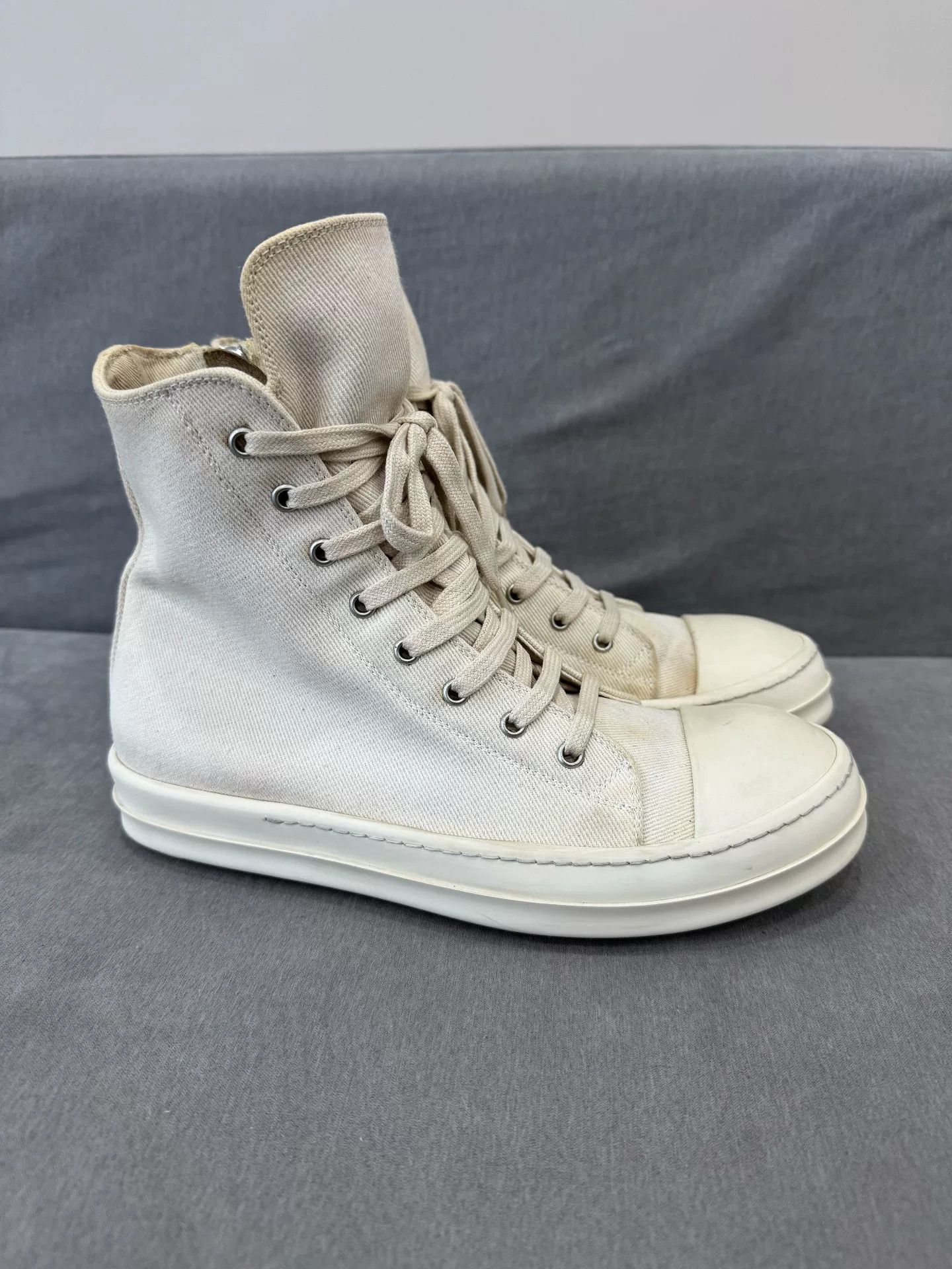 Converse Rick Owens White Canvas High-Top Sneakers Size US 9 / EU 42 - 2 Thumbnail