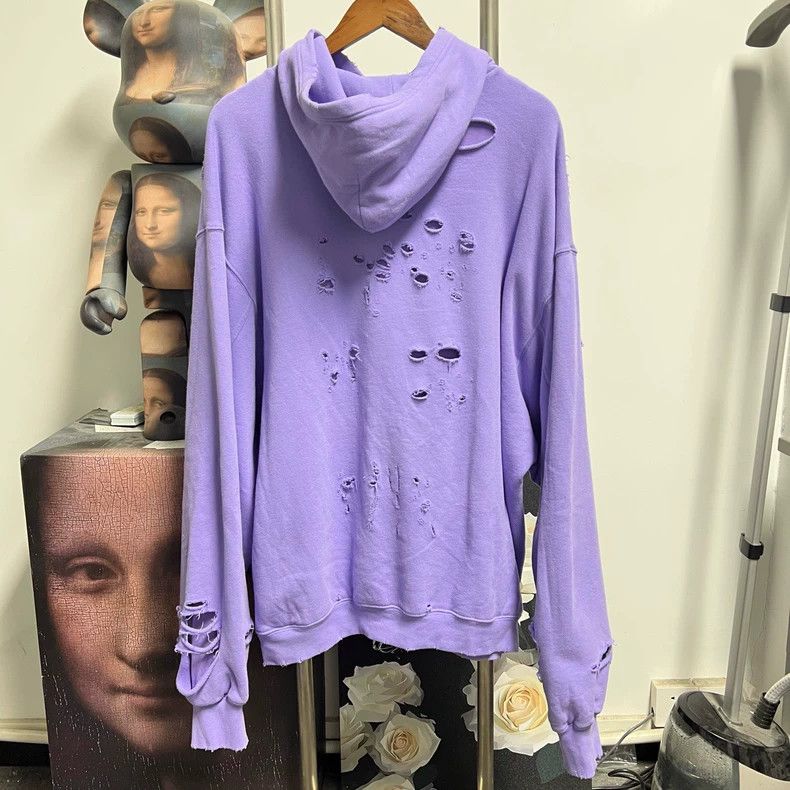 Balenciaga Balenciaga Distressed Purple Hoodie Size US S / EU 44-46 / 1 - 2 Thumbnail