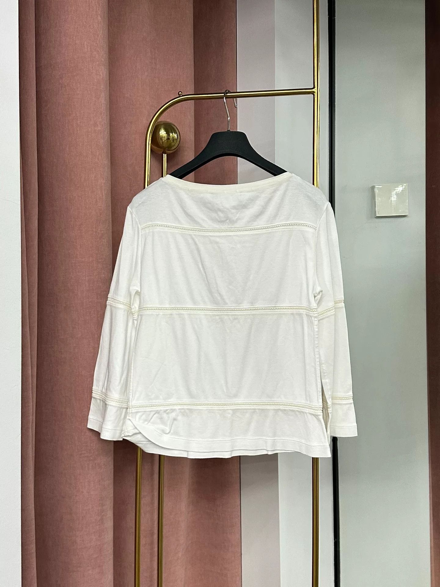 Loro Piana Loro Piana White Striped Long Sleeve Top Size US M / EU 48-50 / 2 - 3 Thumbnail