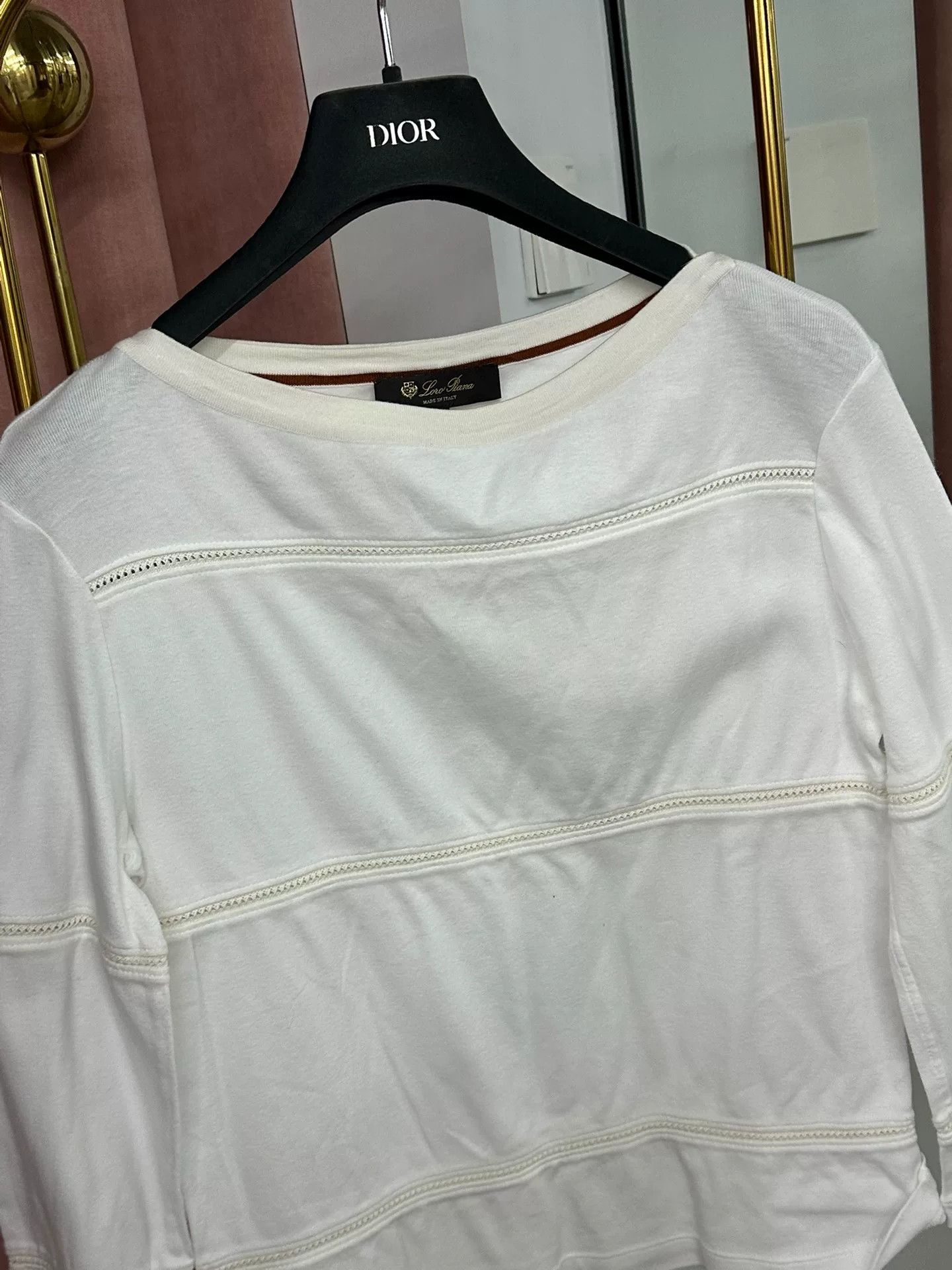 Loro Piana Loro Piana White Striped Long Sleeve Top Size US M / EU 48-50 / 2 - 2 Thumbnail