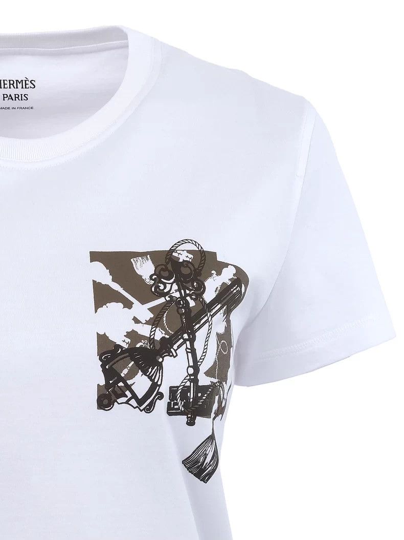 Hermes Hermes Women's White Short-Sleeve T-shirt Size US XS / EU 42 / 0 - 4 Thumbnail