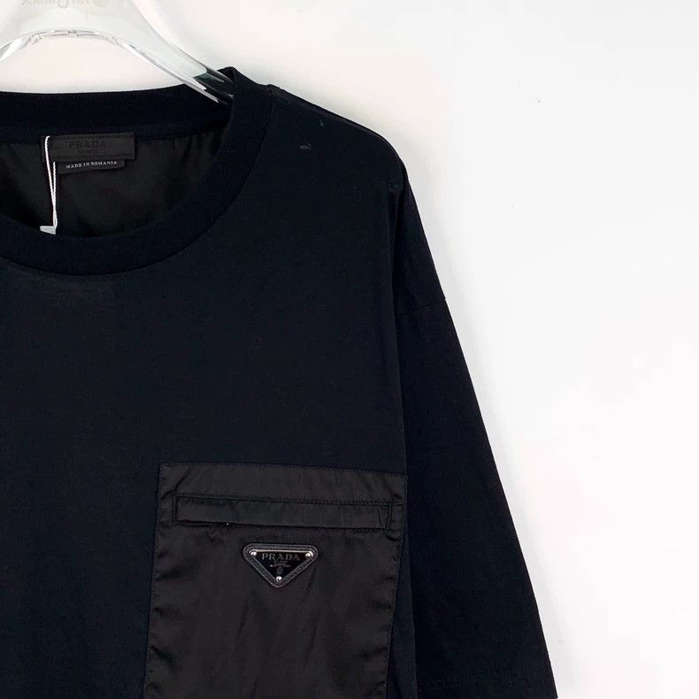Prada Prada Black Triangle Logo Cotton T-shirt Size US XXL / EU 58 / 5 - 3 Thumbnail